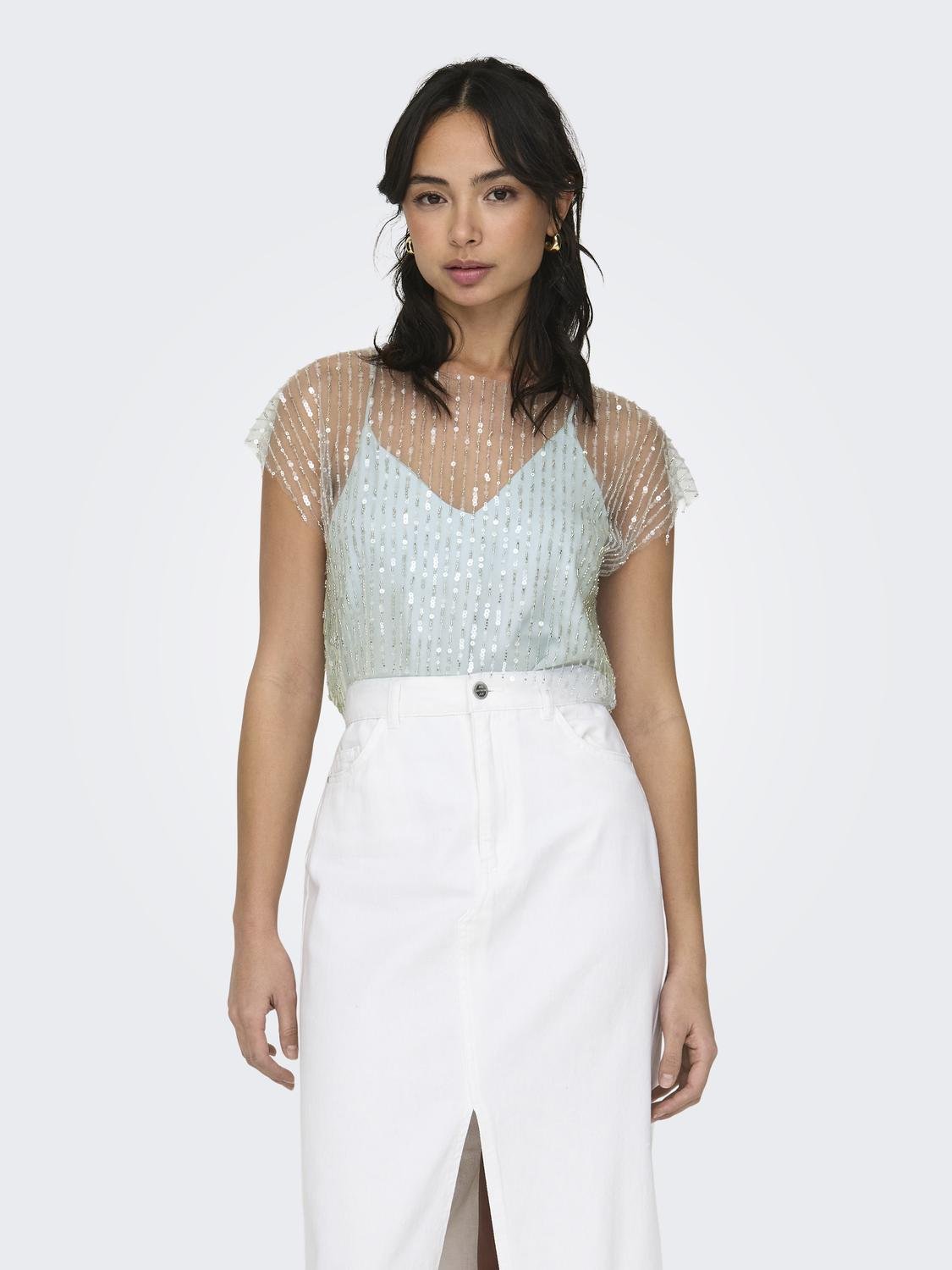 ONLESTRID BEL CAPSLEEVE TOP WVN