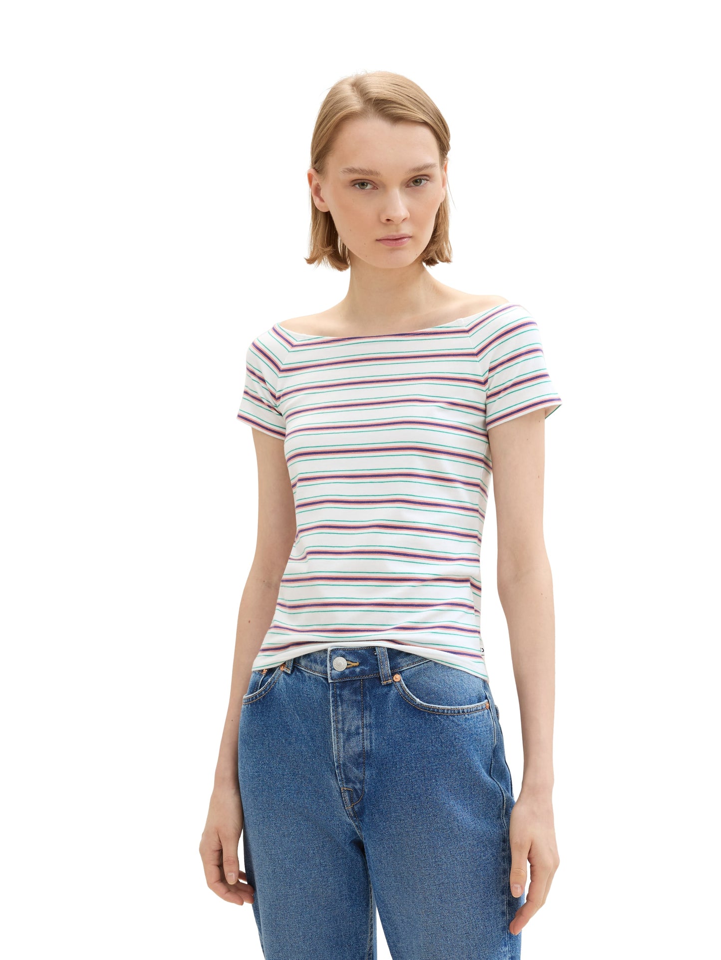 T-Shirt mit Carmen Ausschnitt