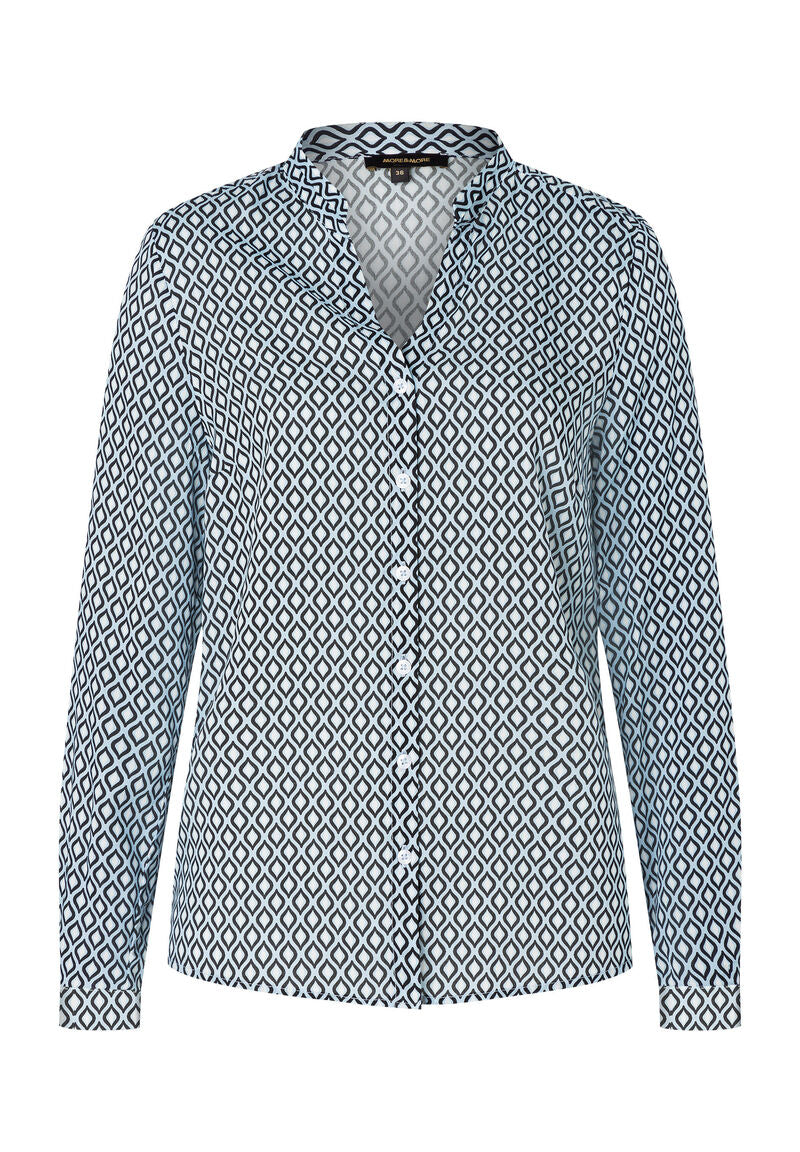 Printbluse hellblau/ecru/marine