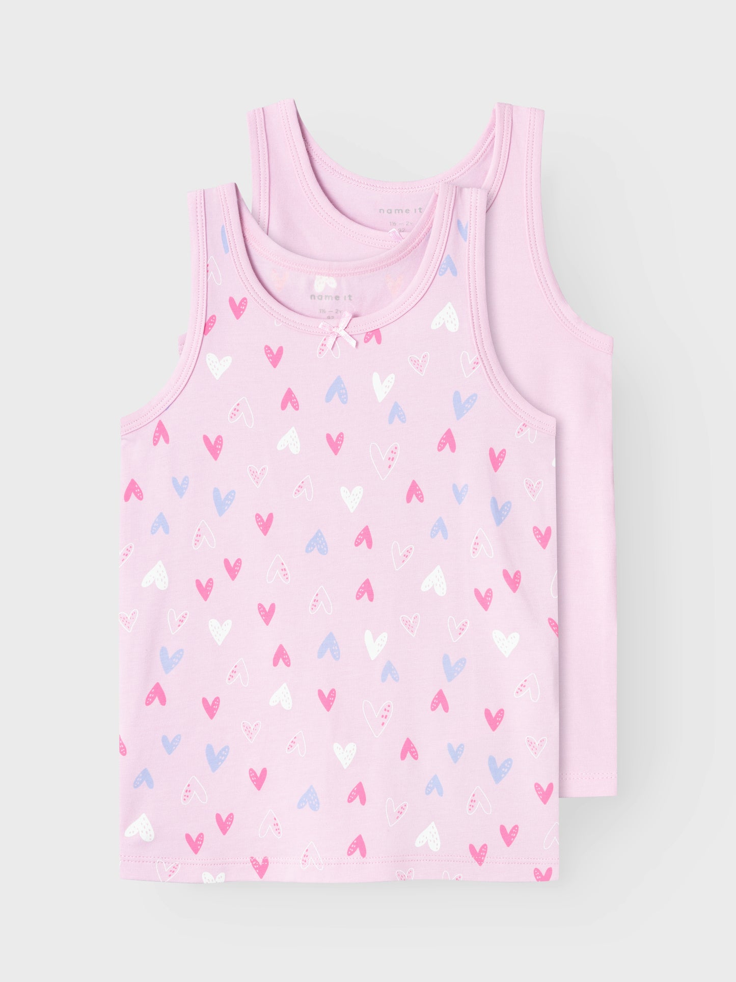 NMFTANK TOP 2P PINK HEARTS NOOS
