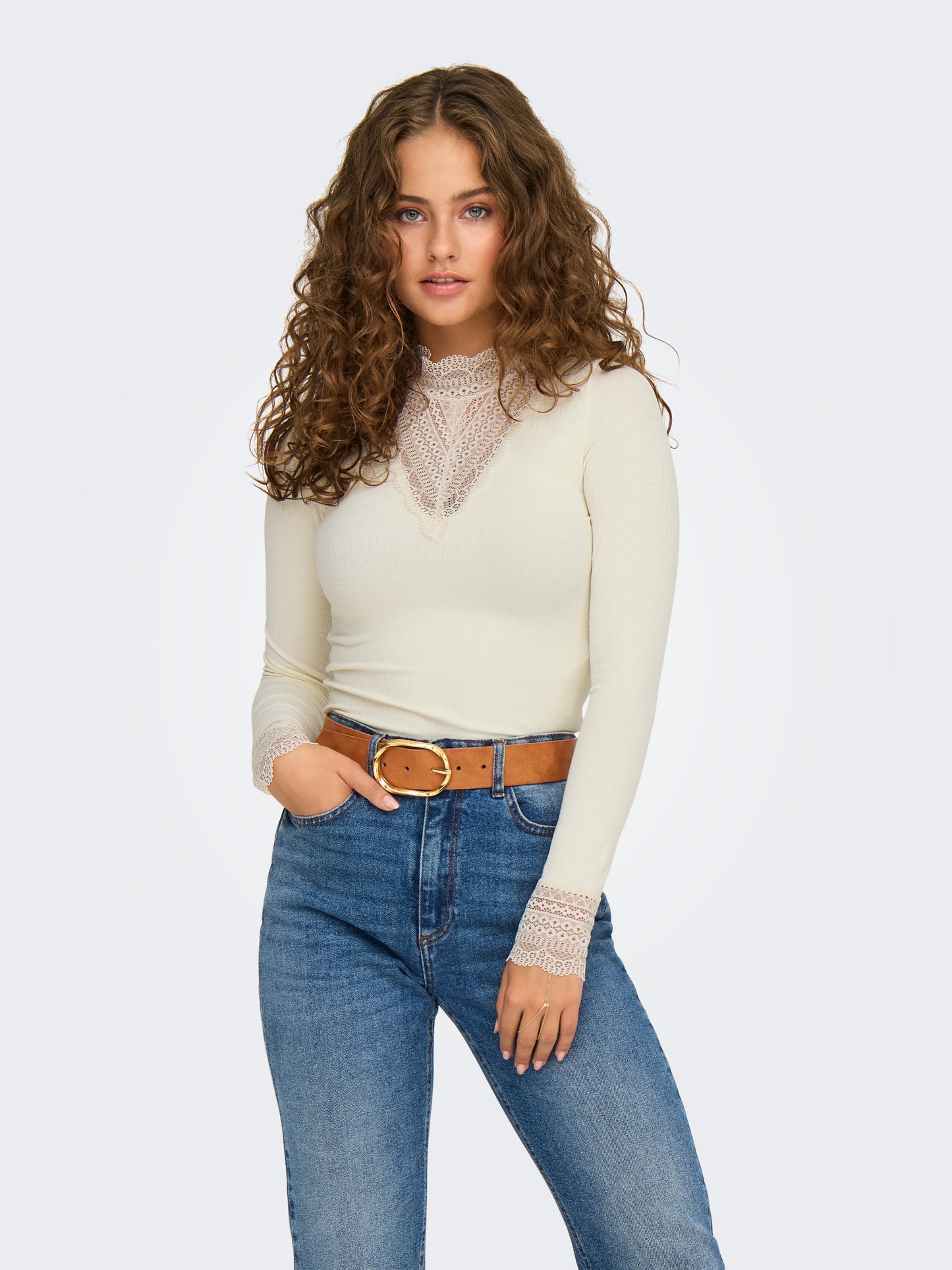 ONLTILDE L/S HIGH NECK LACE TOP JRS NOOS