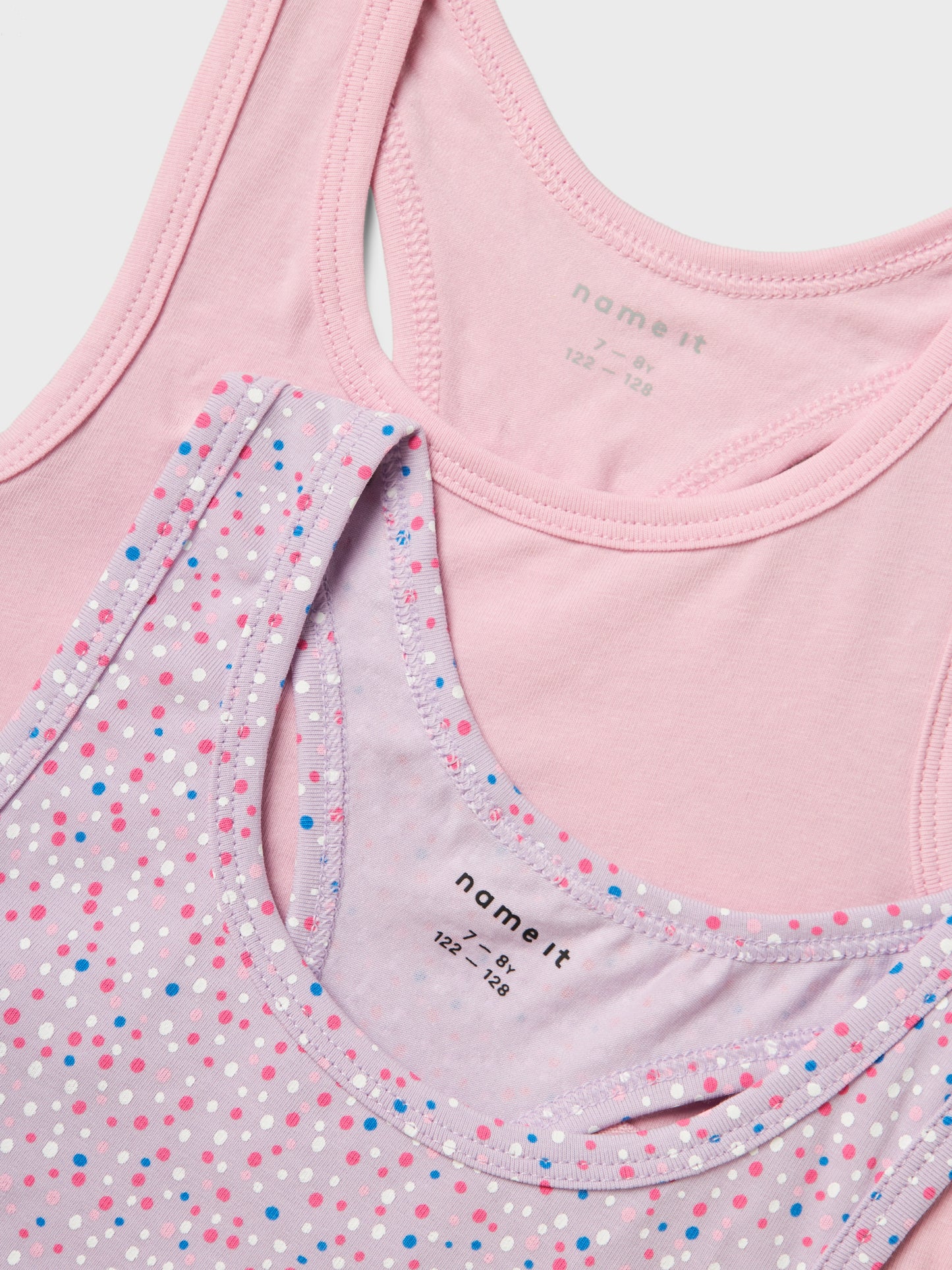 NKFSHORT TOP 2P PASTEL LILAC DOT NOOS