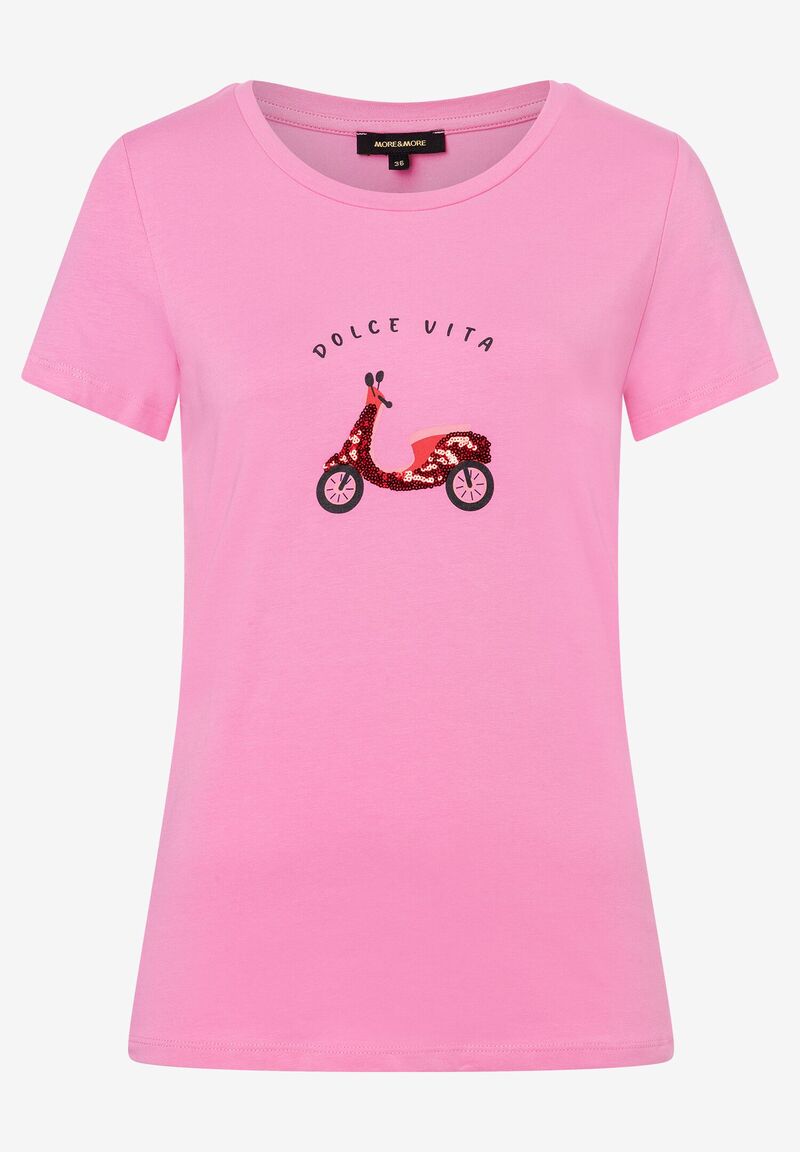 T-Shirt mit Pailletten-Roller pink Frühjahrs-Kollektion