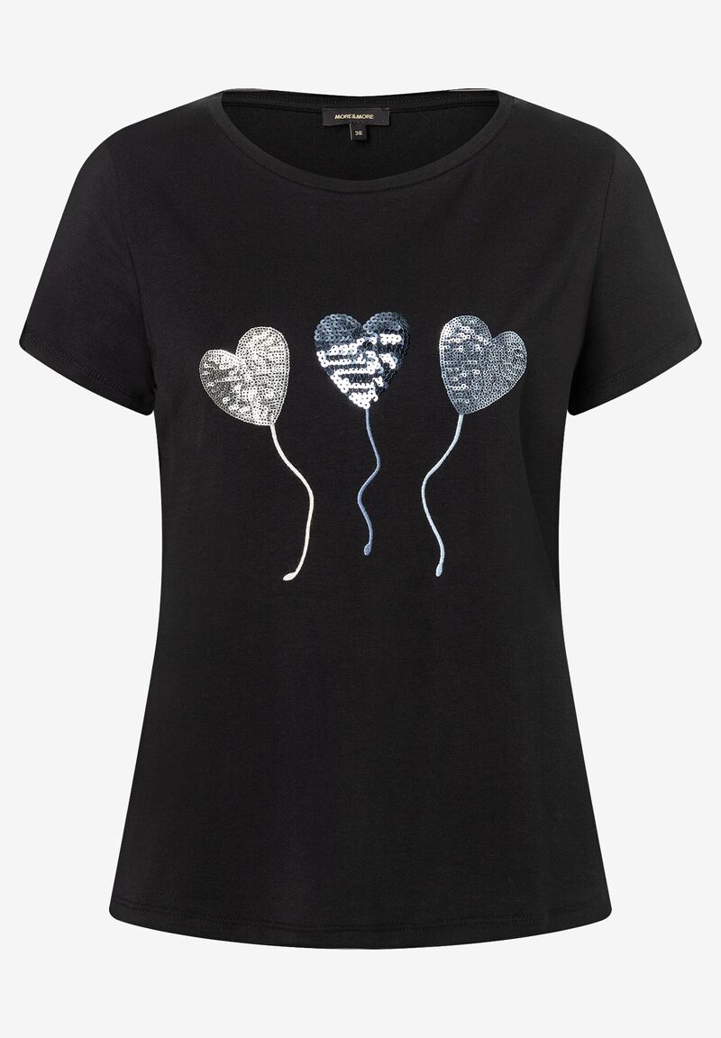 T-Shirt mit Paillettenherzen schwarz Frühjahrs-Kollektion