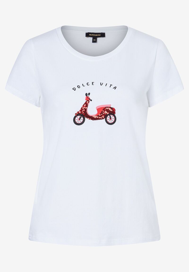 T-Shirt mit Pailletten-Roller weiß Frühjahrs-Kollektion