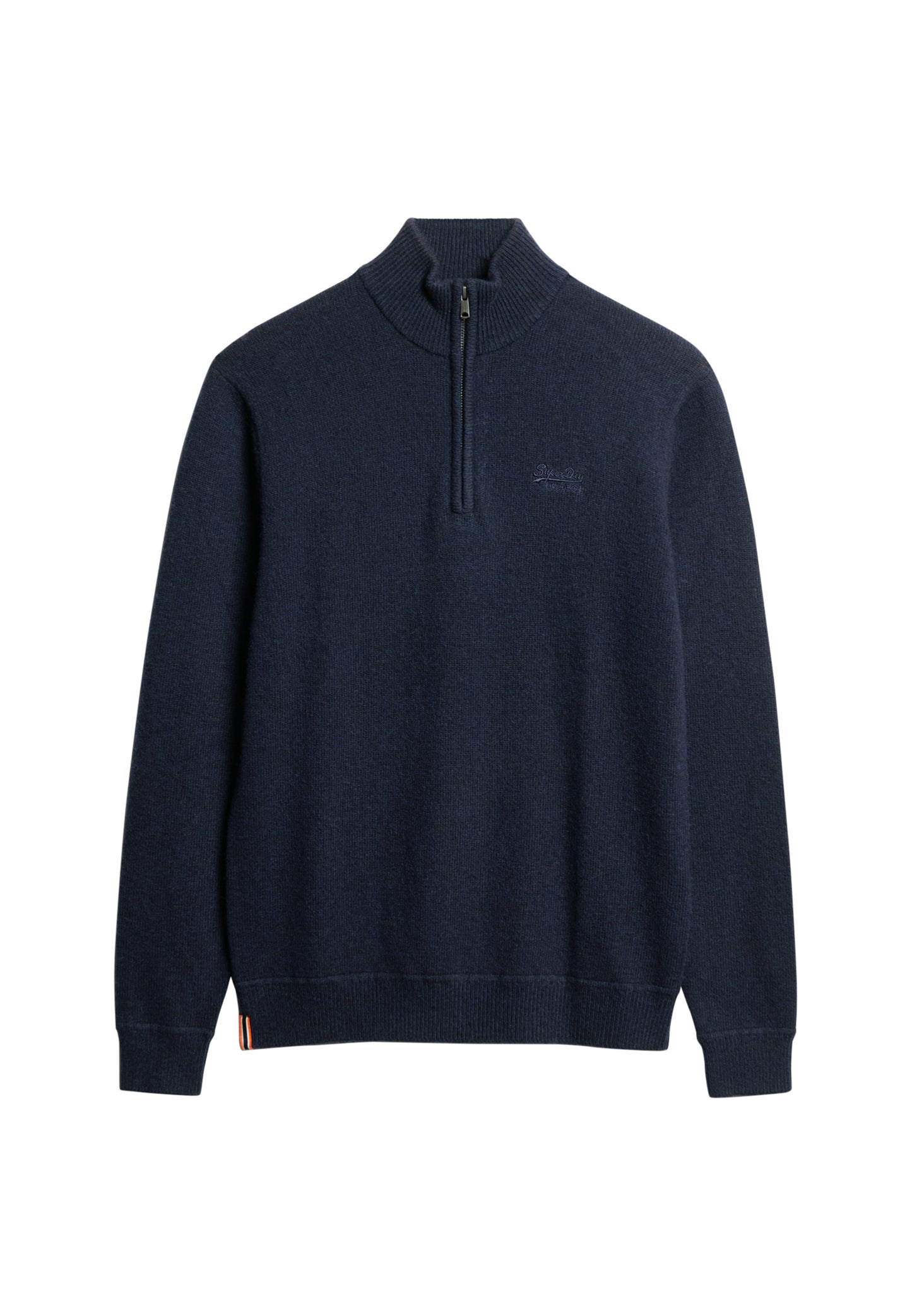 Essential Strickpullover mit Halbreißverschluss und Stickerei
