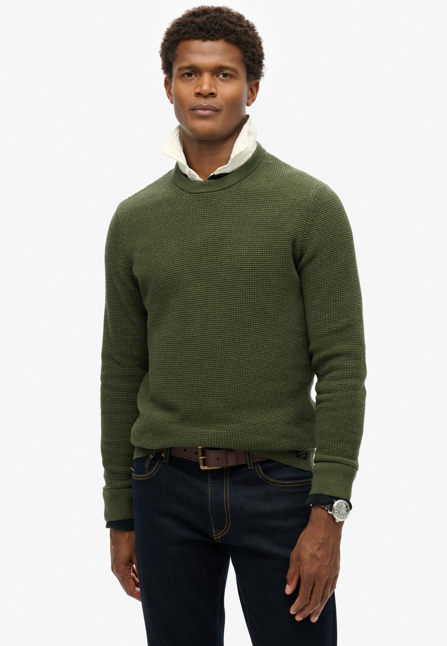 Strukturierter Strickpullover mit Rundhalsausschnitt