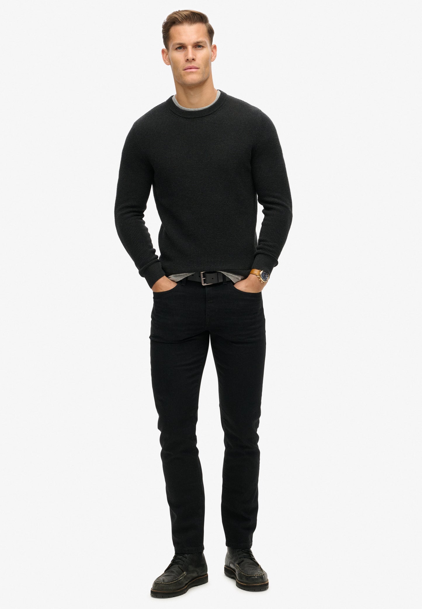 Strukturierter Strickpullover mit Rundhalsausschnitt