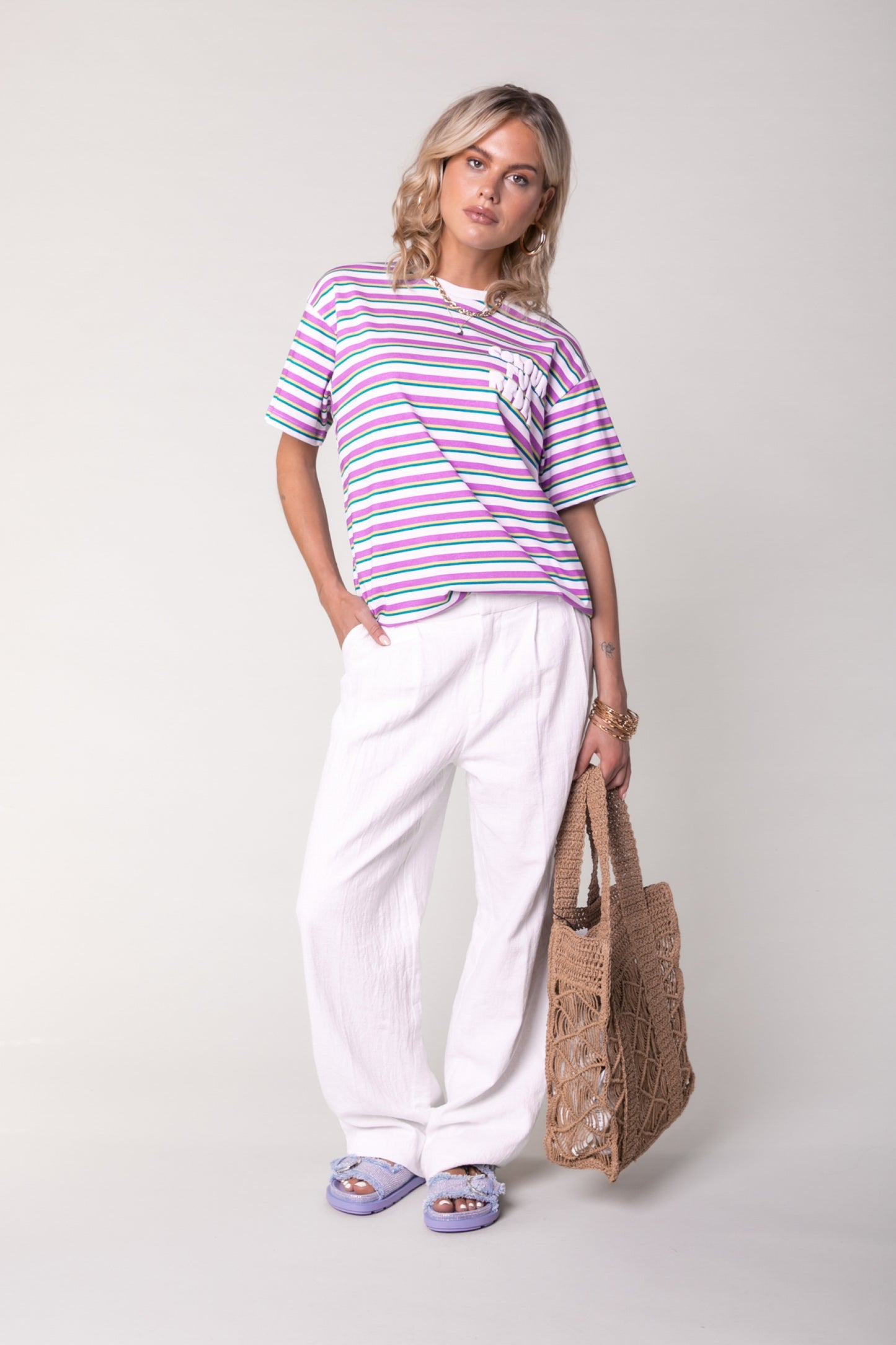 Puff Logo Stripe Loosefit Tee