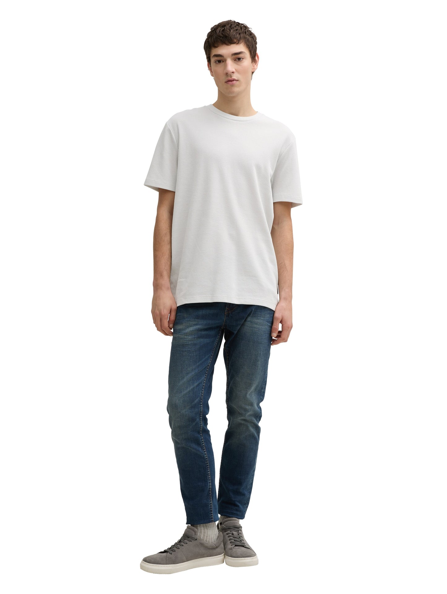 Basic T-Shirt in Waffelstruktur