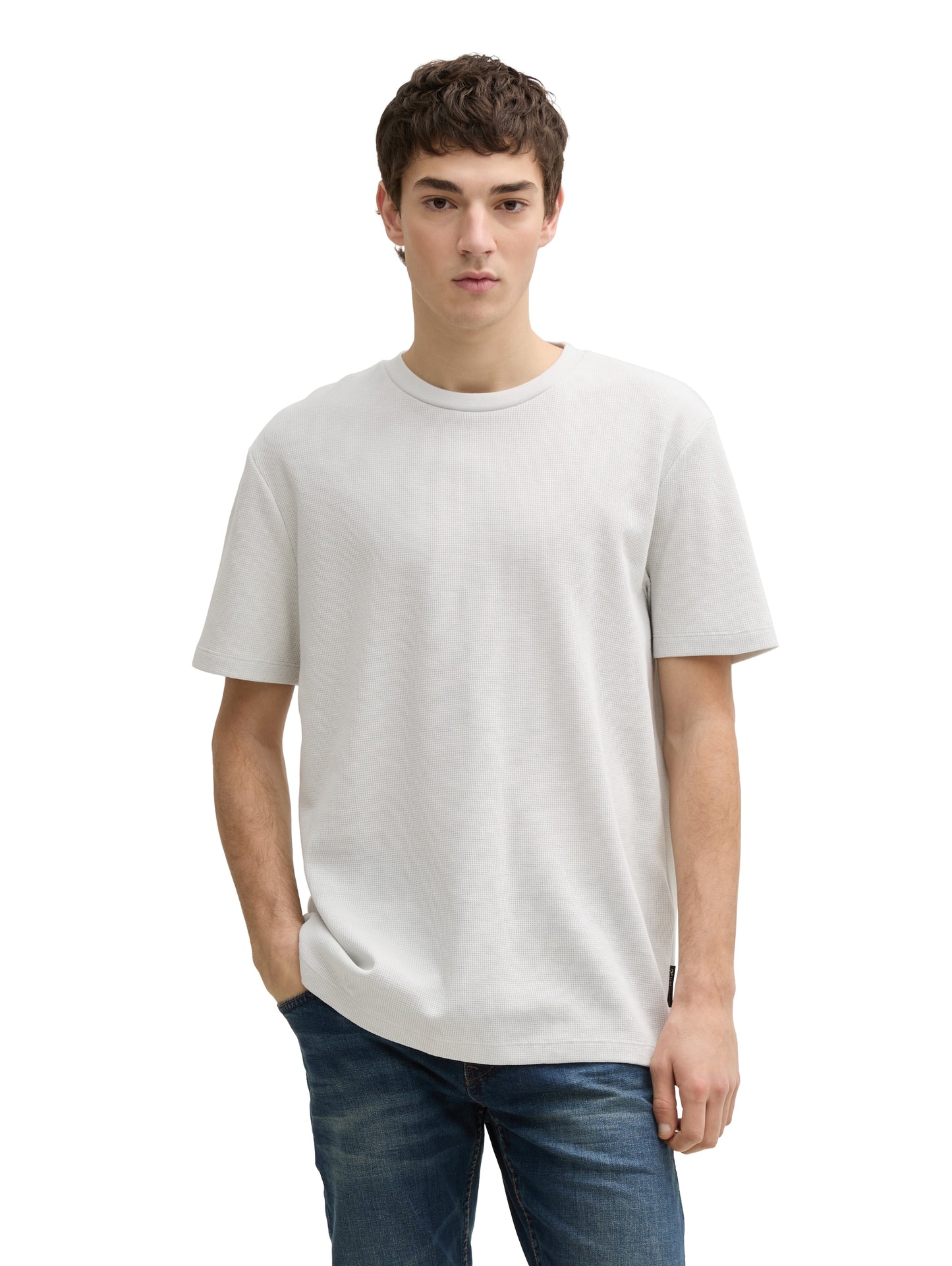 Basic T-Shirt in Waffelstruktur