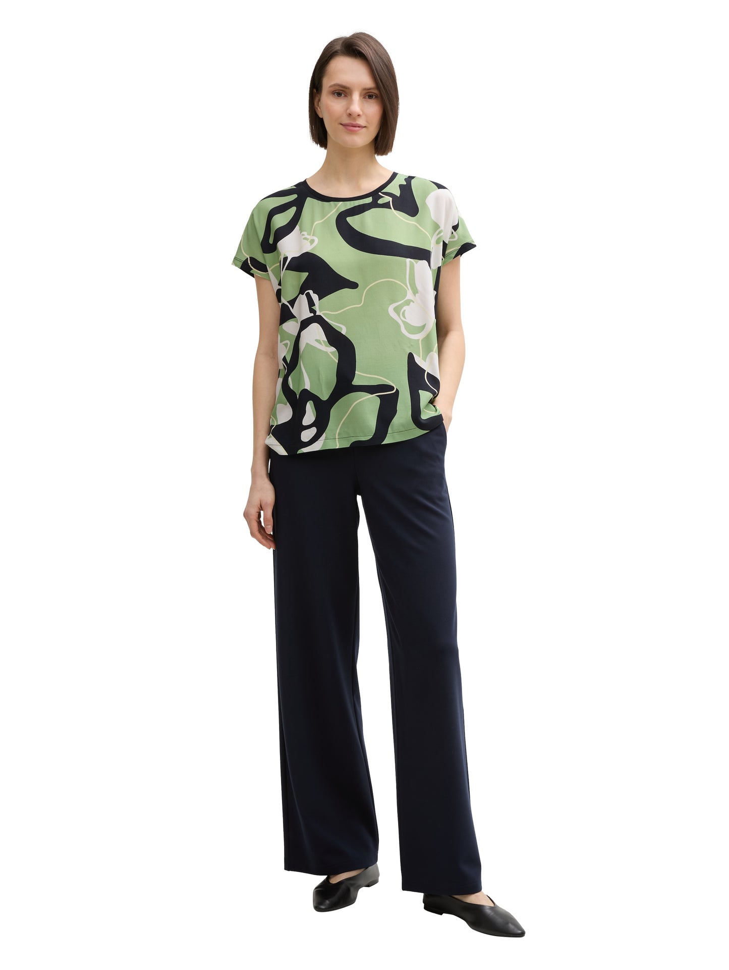 T-Shirt im Material-Mix