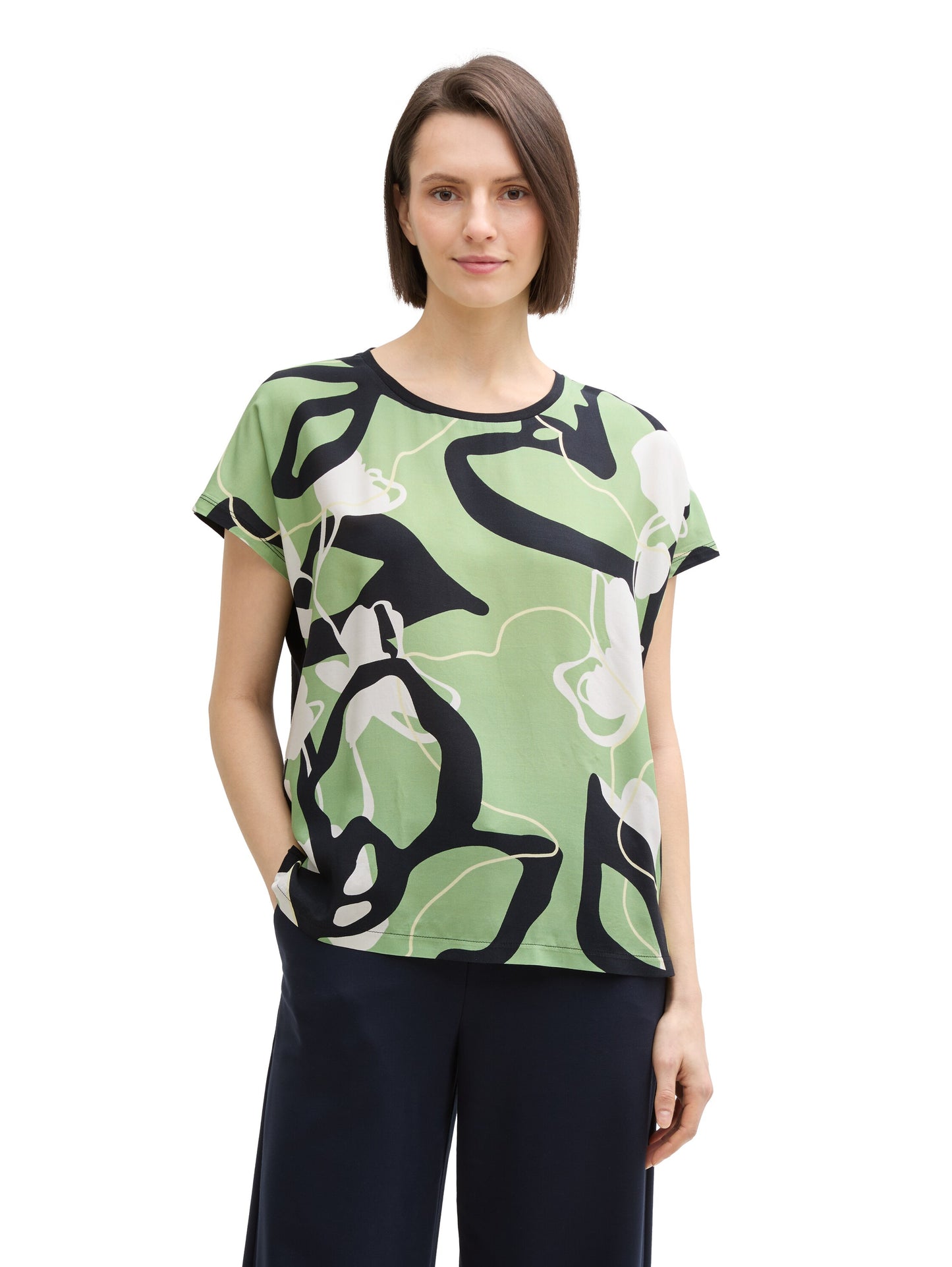 T-Shirt im Material-Mix