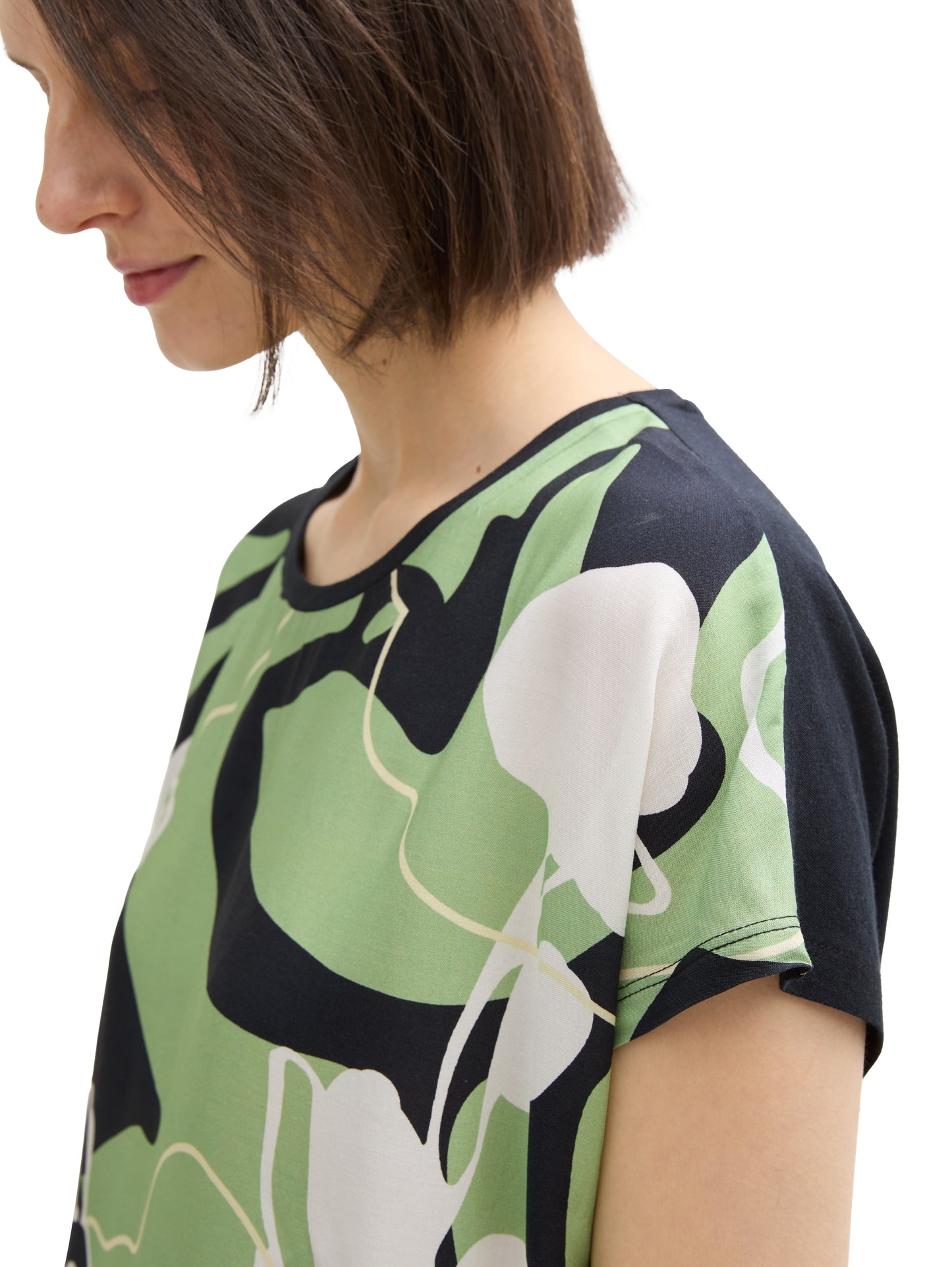 T-Shirt im Material-Mix