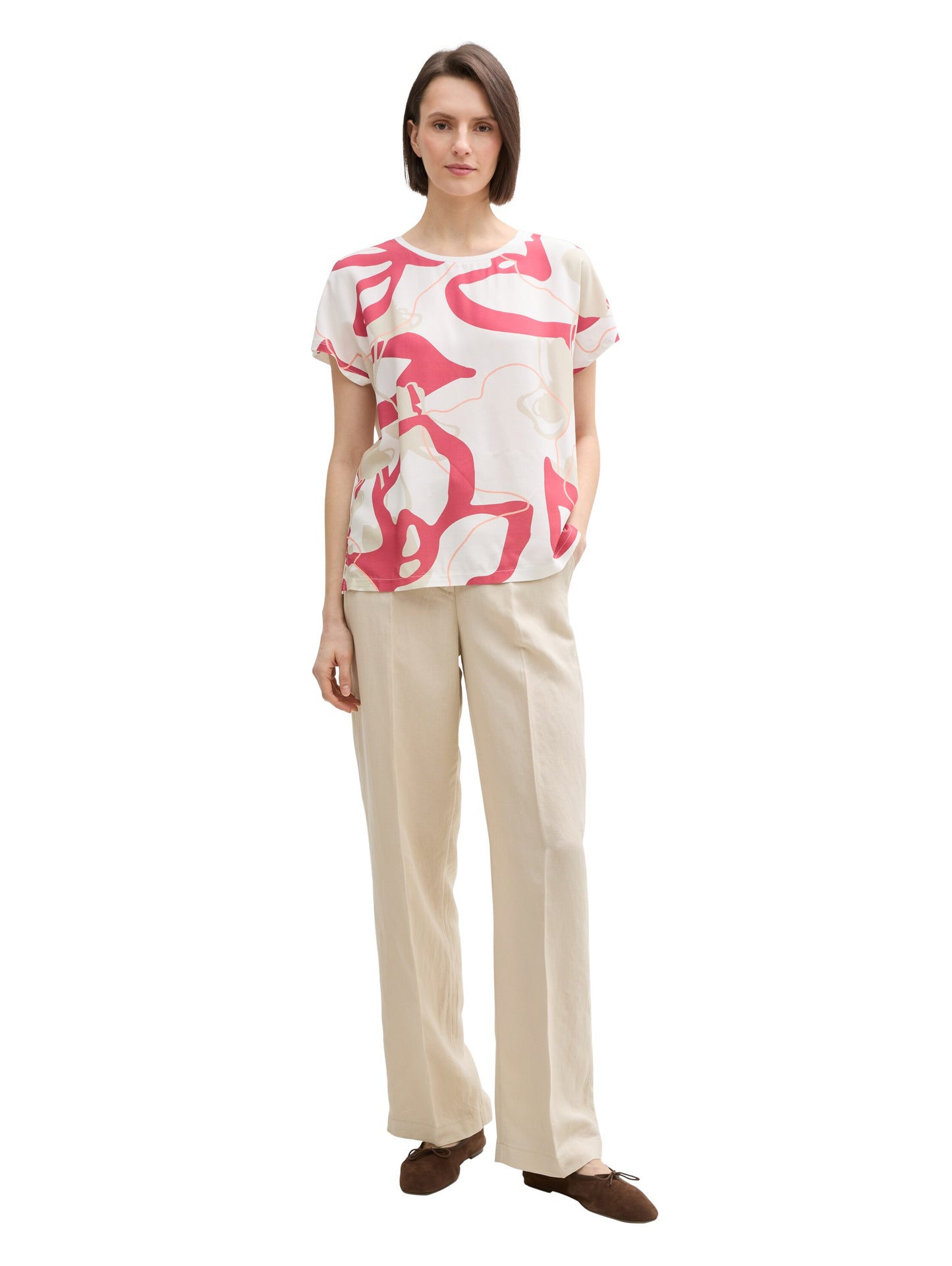 T-Shirt im Material-Mix
