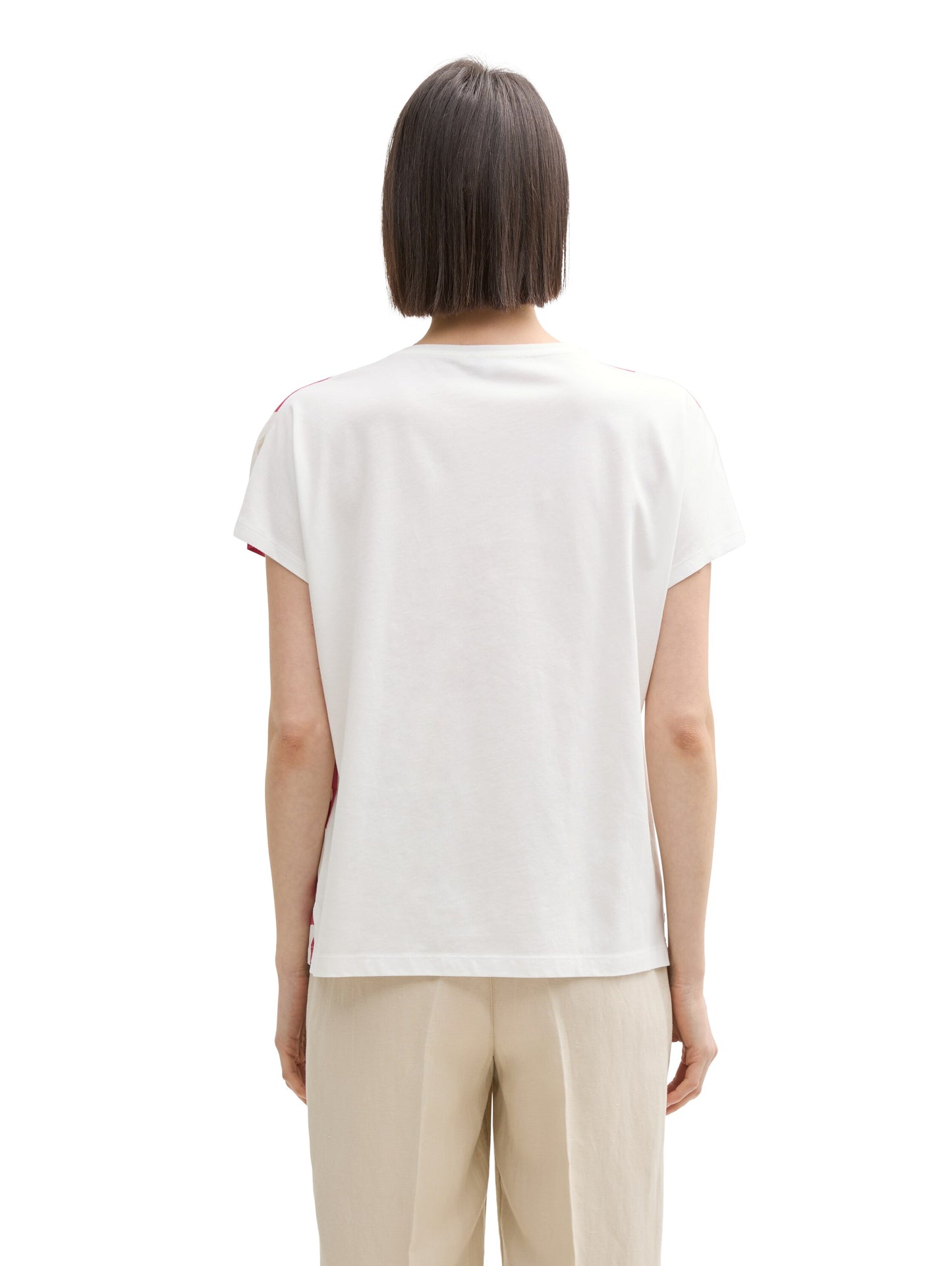 T-Shirt im Material-Mix