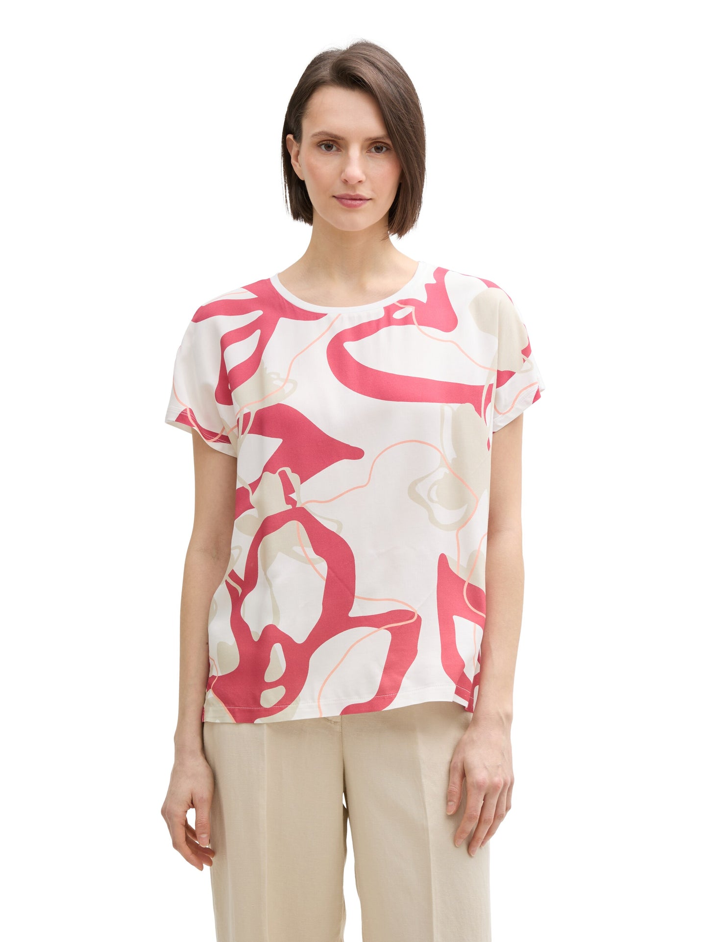 T-Shirt im Material-Mix