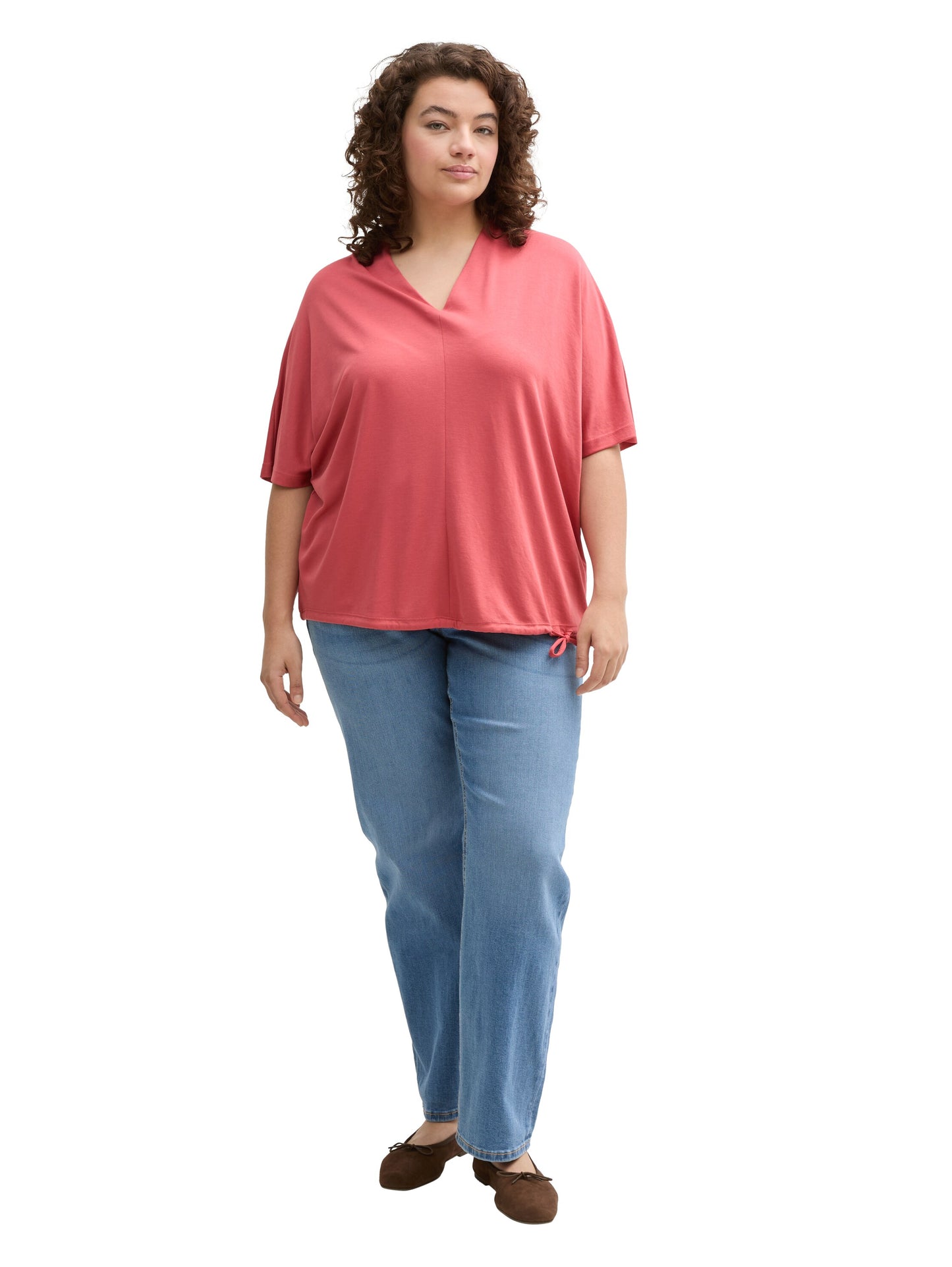 Plus Size - T-Shirt mit V-Ausschnitt