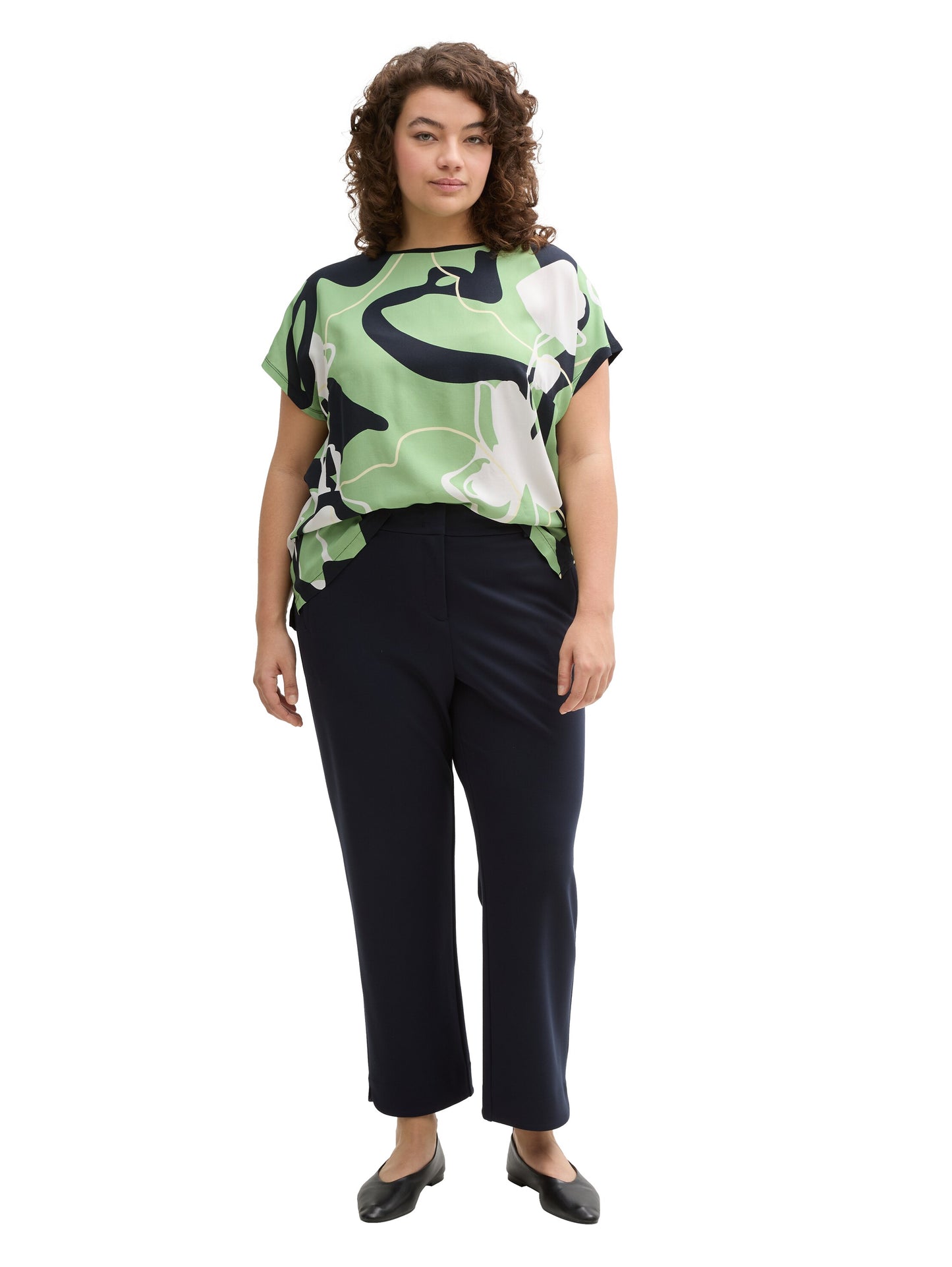 Plus Size - T-Shirt im Material-Mix