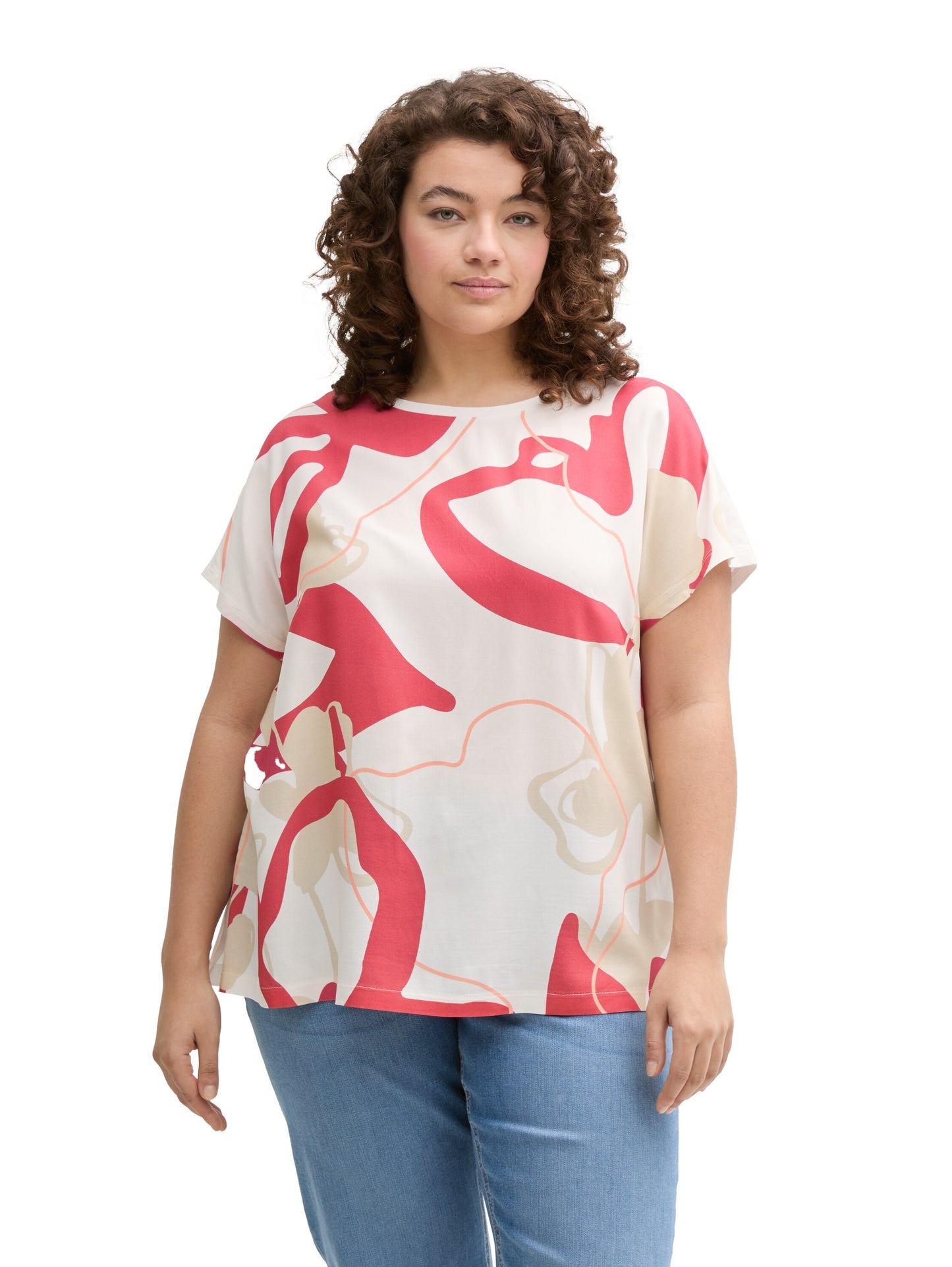 Plus Size - T-Shirt im Material-Mix