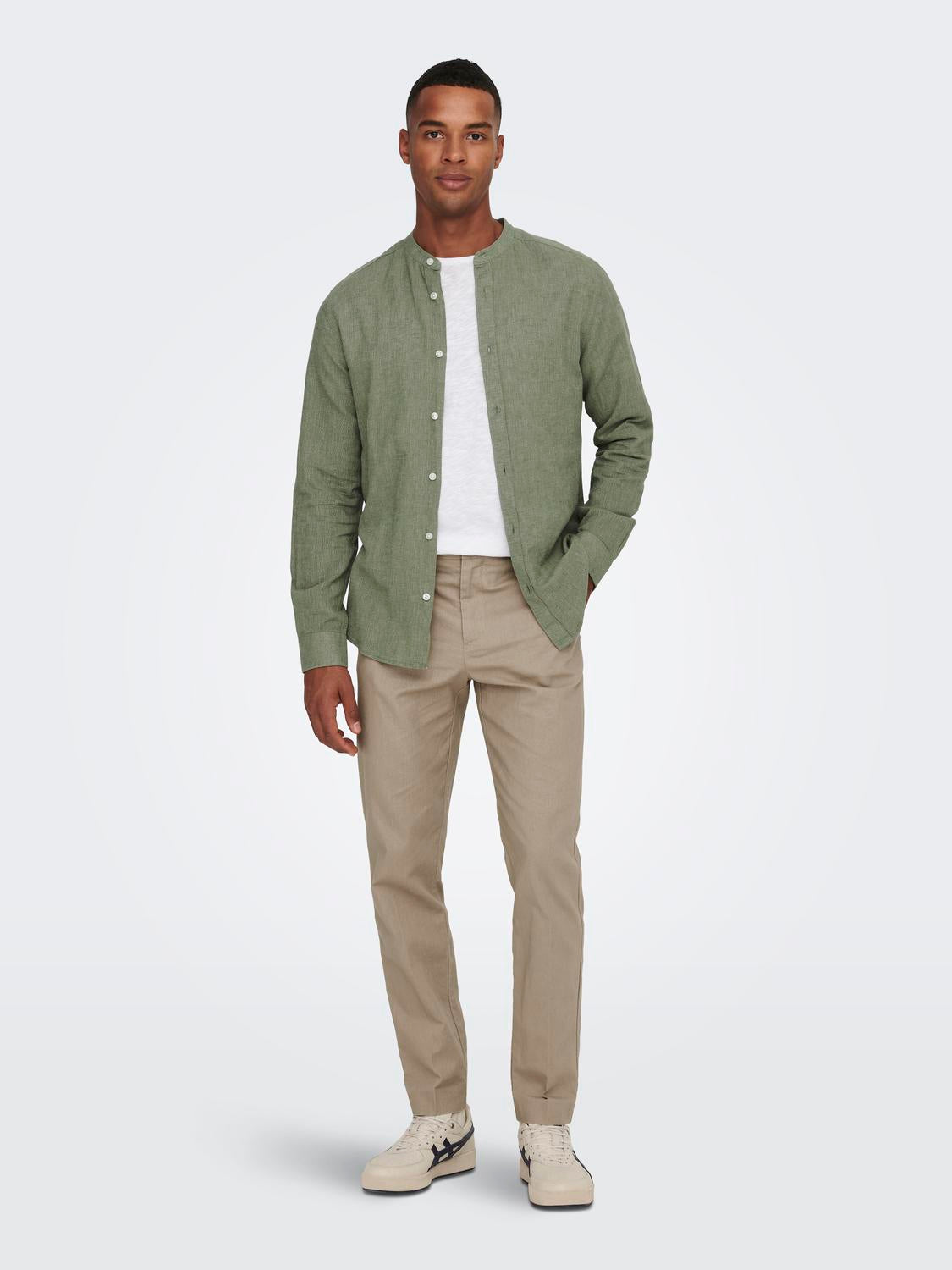 ONSCAIDEN LIFE LS SOLID LINEN MAO NOOS