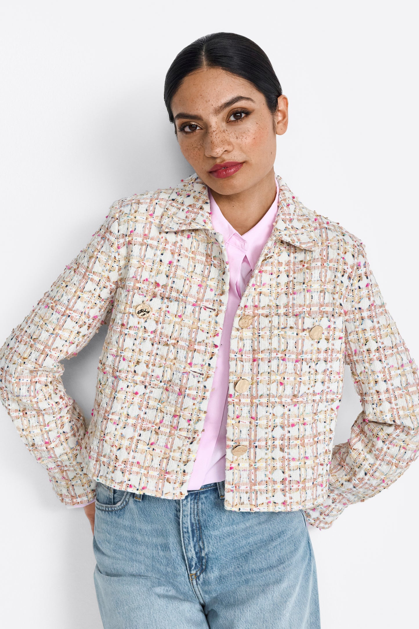 Boxy jacket with shirt collar