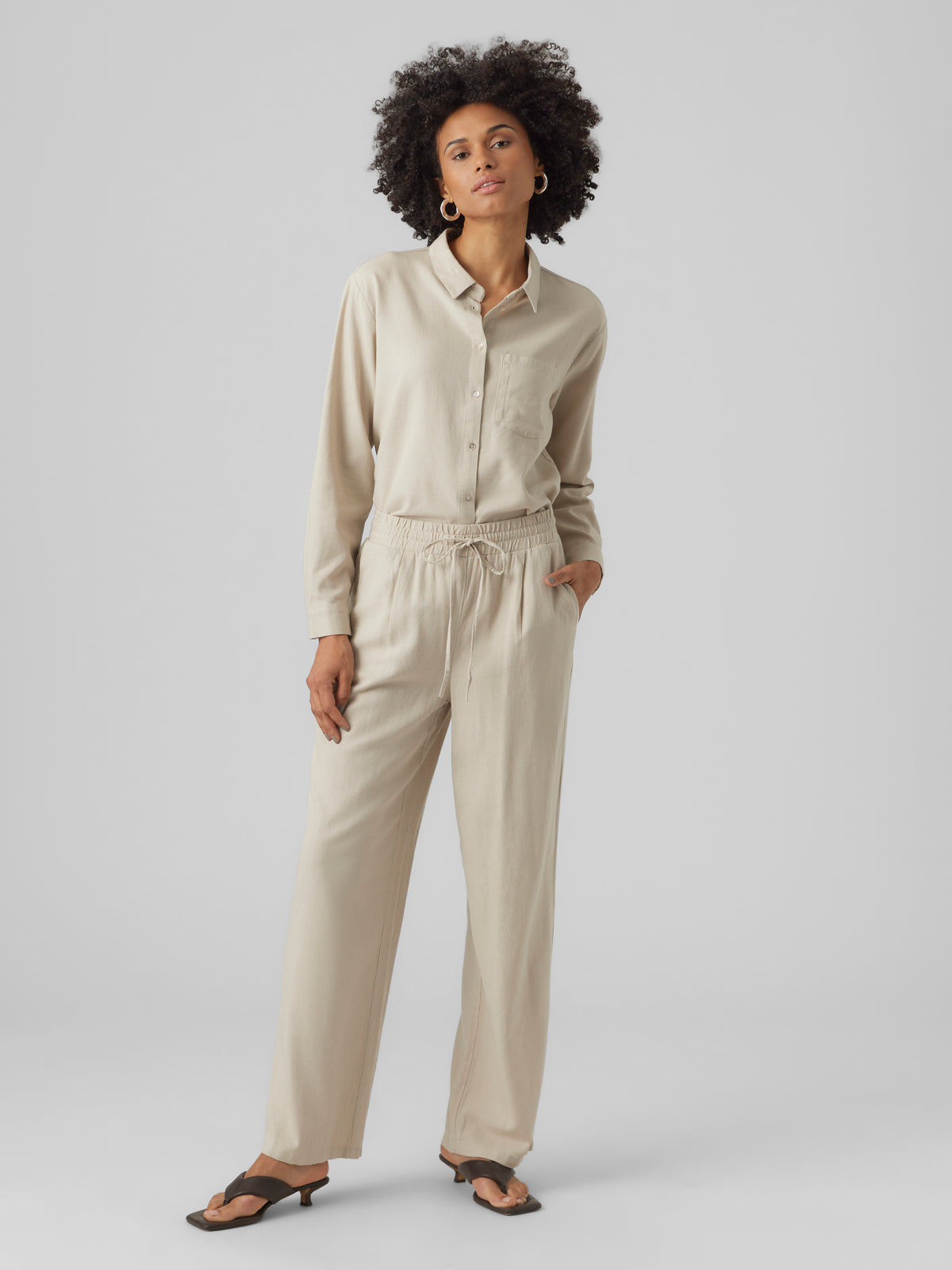 VMJESMILO LIN HW WIDE PANTS WVN NOOS