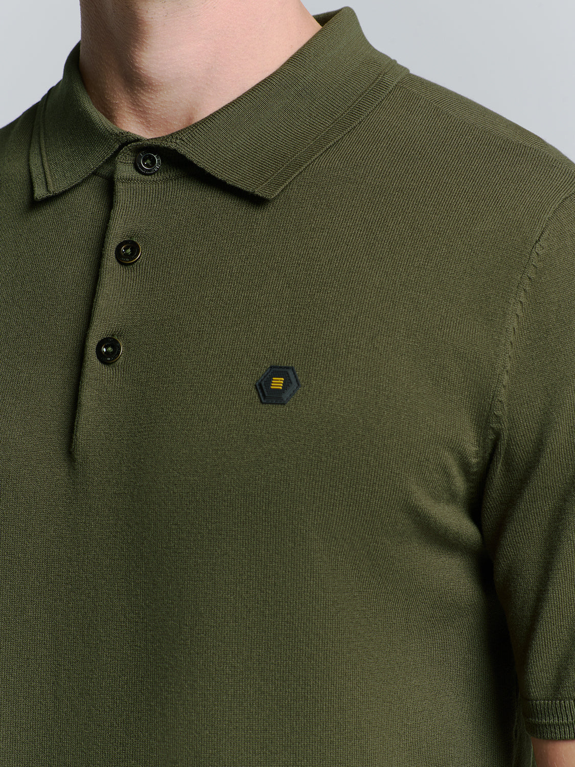 Pullover Short Sleeve Polo Button Solid