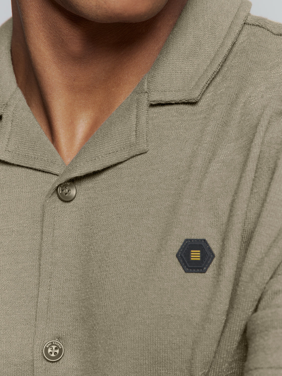 Shirt Short Sleeve Jersey Revers Collar Solid Terry