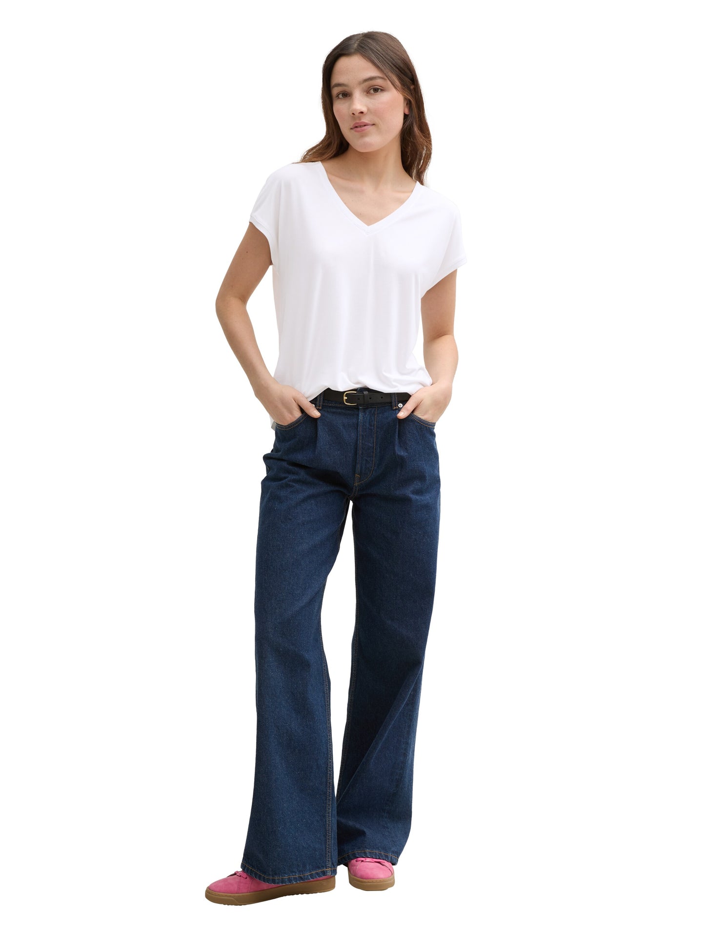 Loose Fit T-Shirt mit V-Ausschnitt