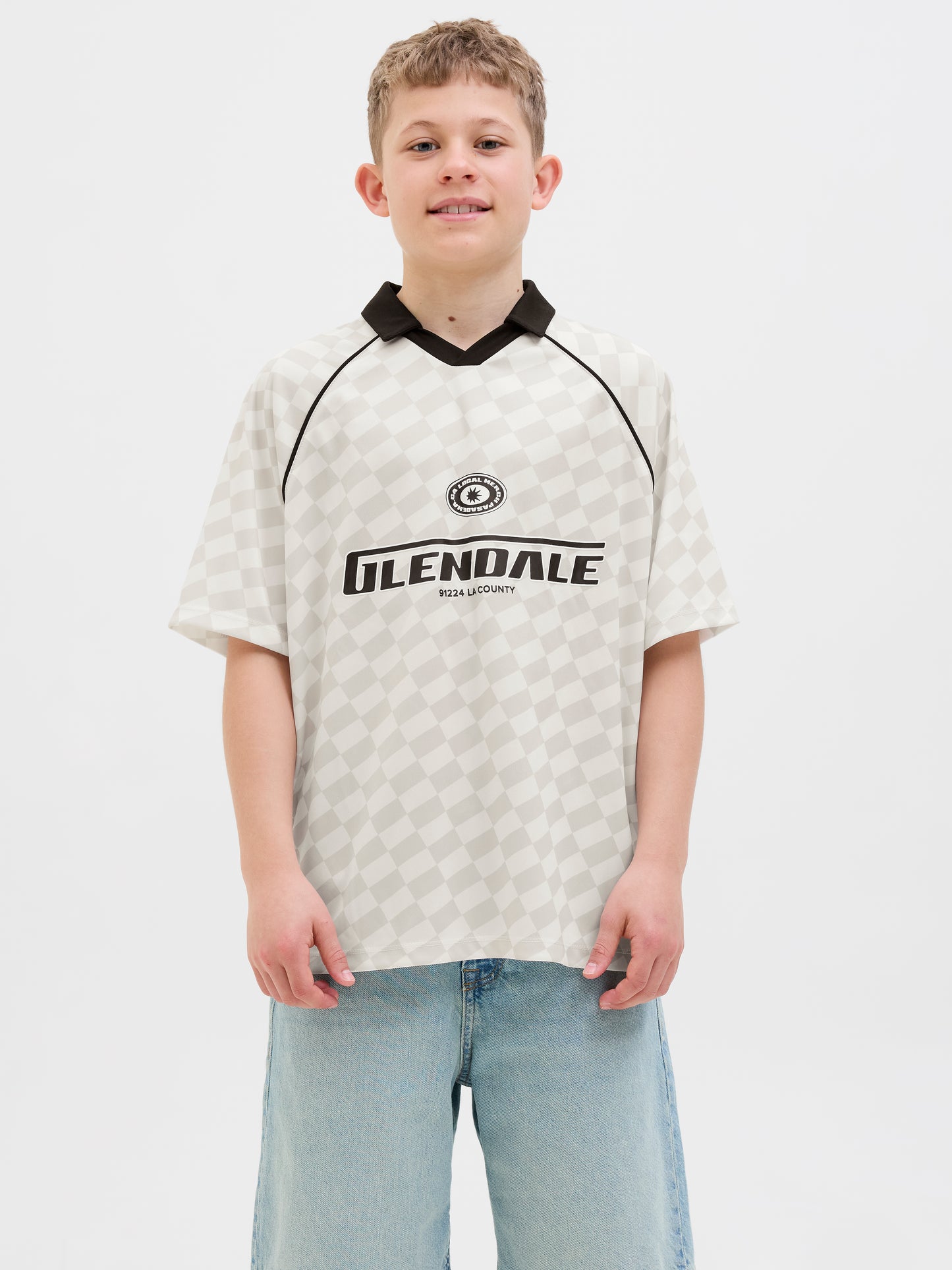 JCOLIDO AOP MESH OPEN COLLAR POLO JNR