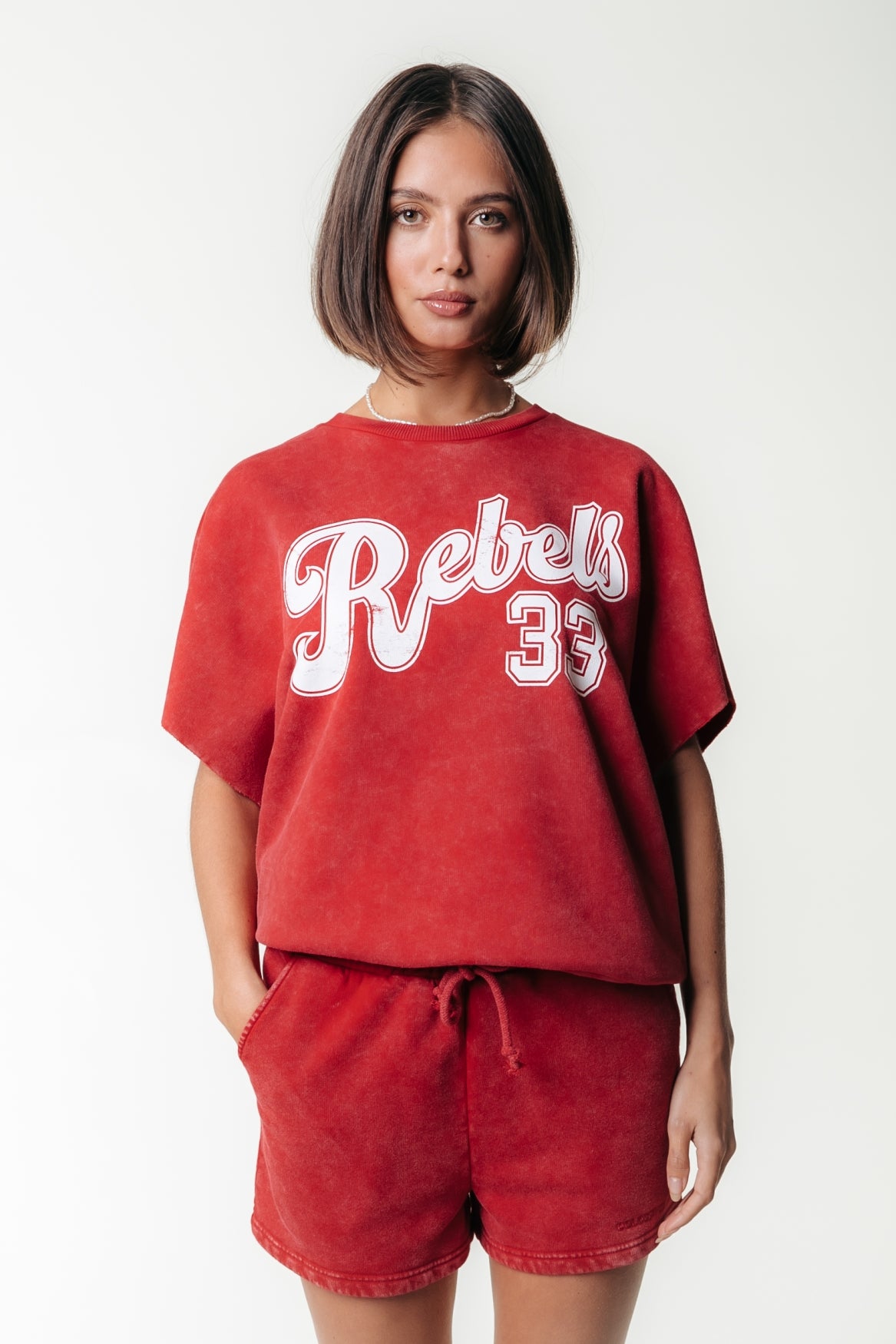Rebels 33 Acid Wash Drppd Shldr Sweat SS
