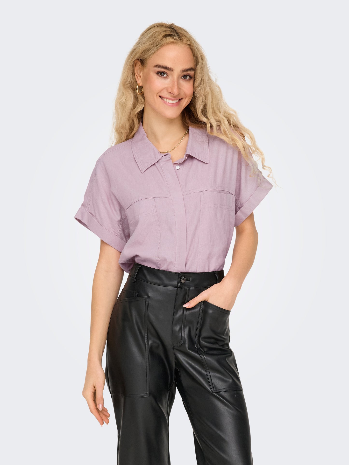 ONLCARO S/S LINEN BL BOXY SHIRT CC PNT