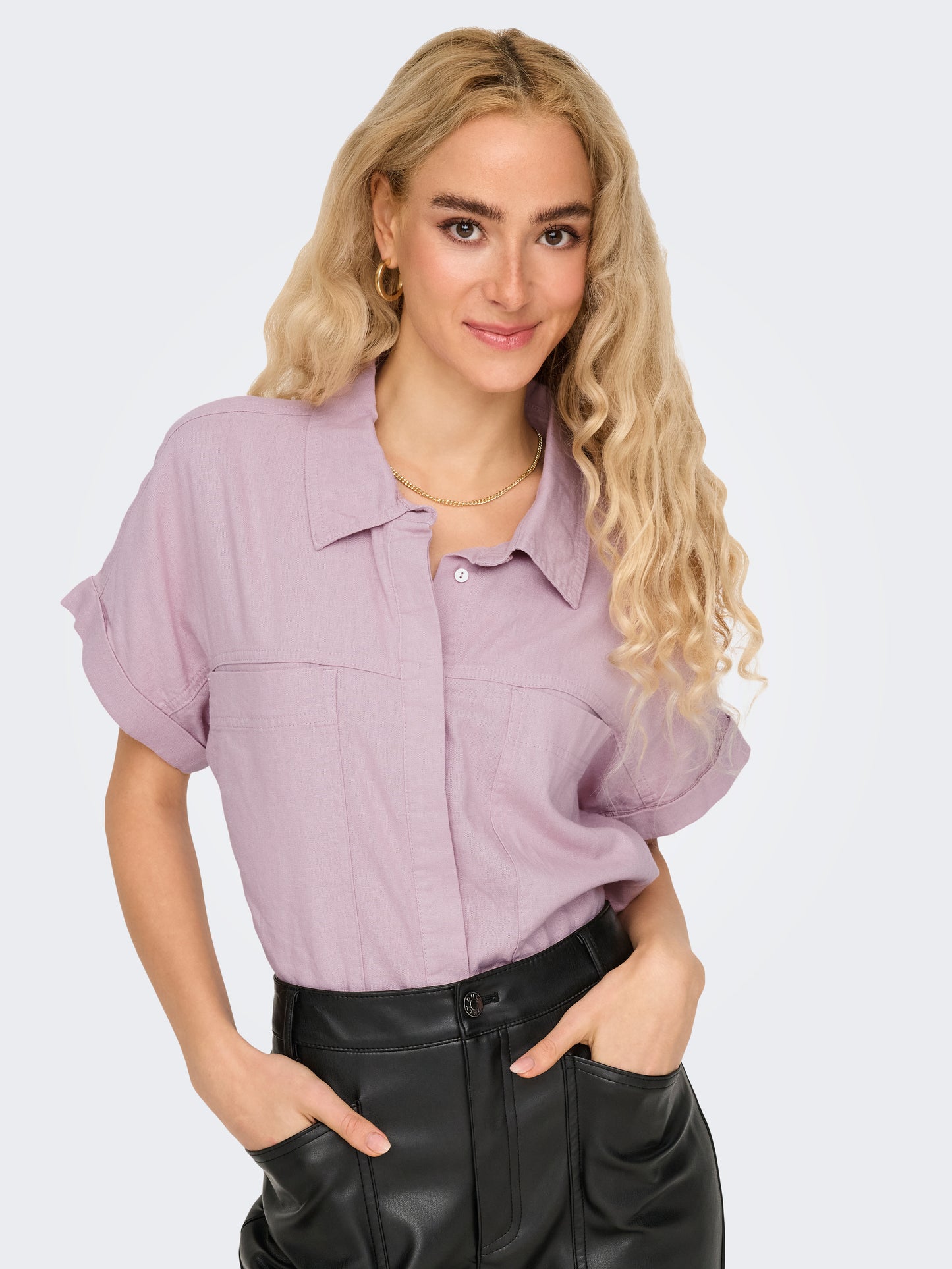 ONLCARO S/S LINEN BL BOXY SHIRT CC PNT