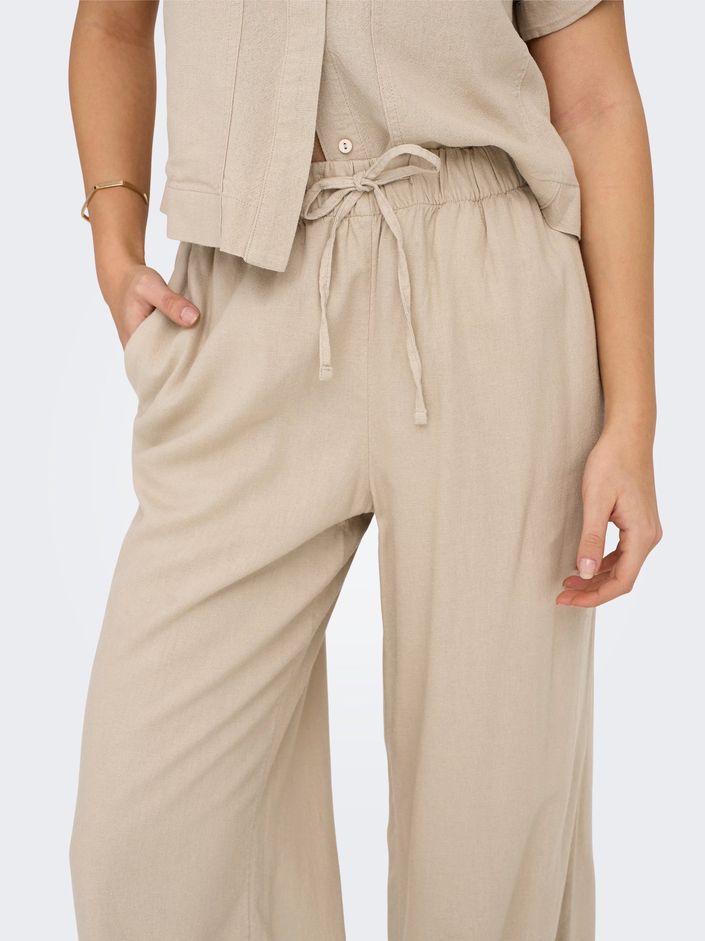ONLCARO MW LINEN BL PULL-UP PANT CC PNT