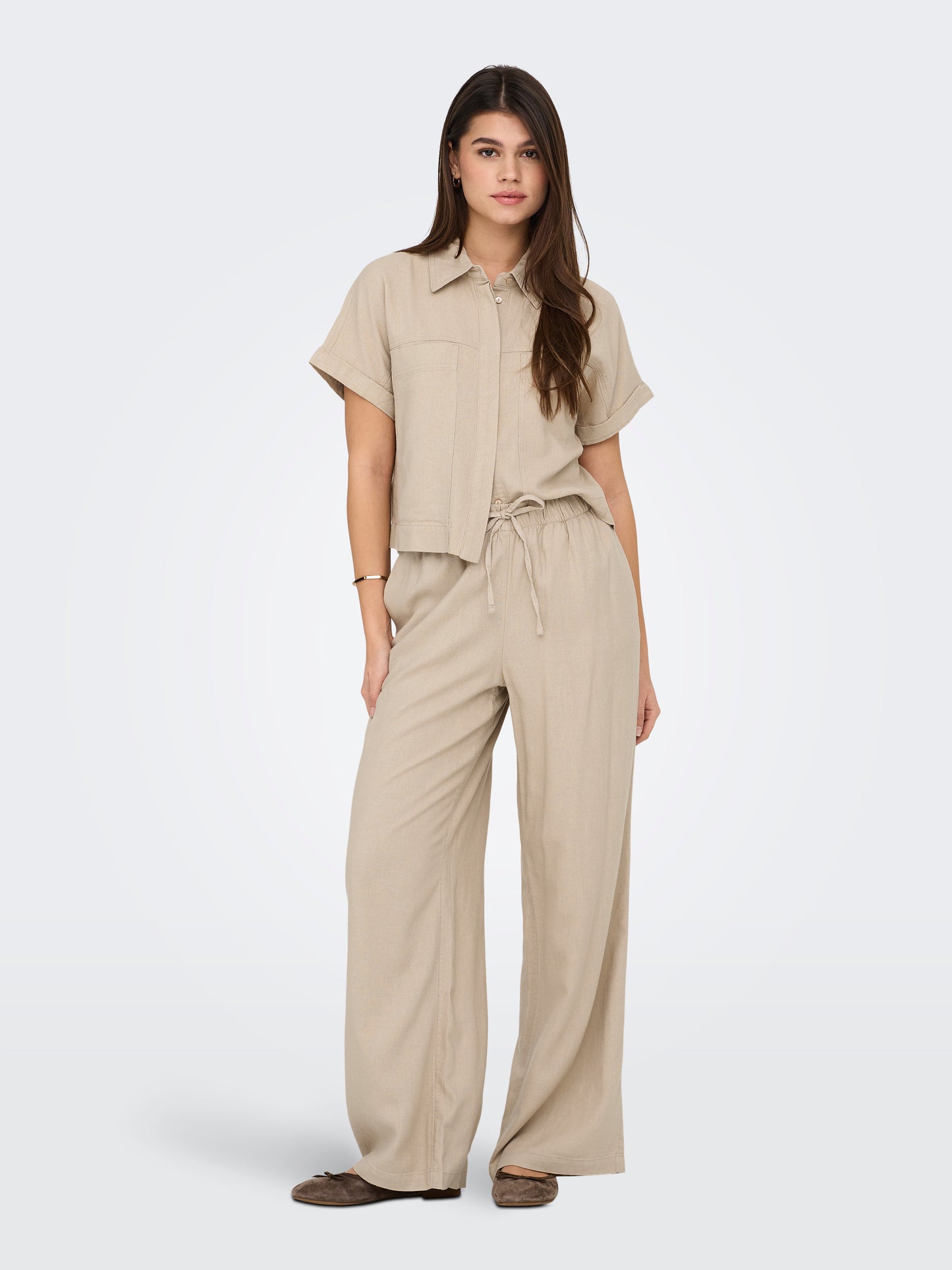 ONLCARO MW LINEN BL PULL-UP PANT CC PNT