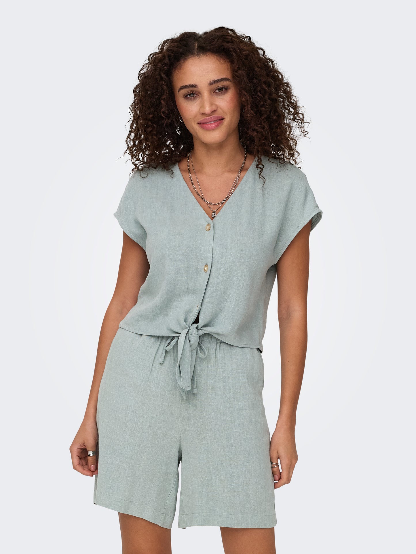 ONLSIESTA SS KNOT LIN BL SHIRT PNT NOOS