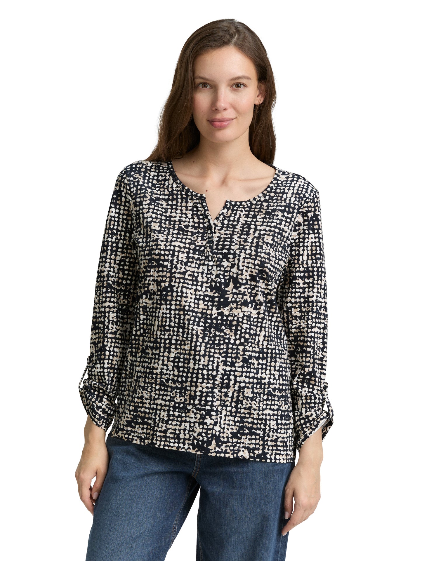 Henley Blusenshirt mit Muster