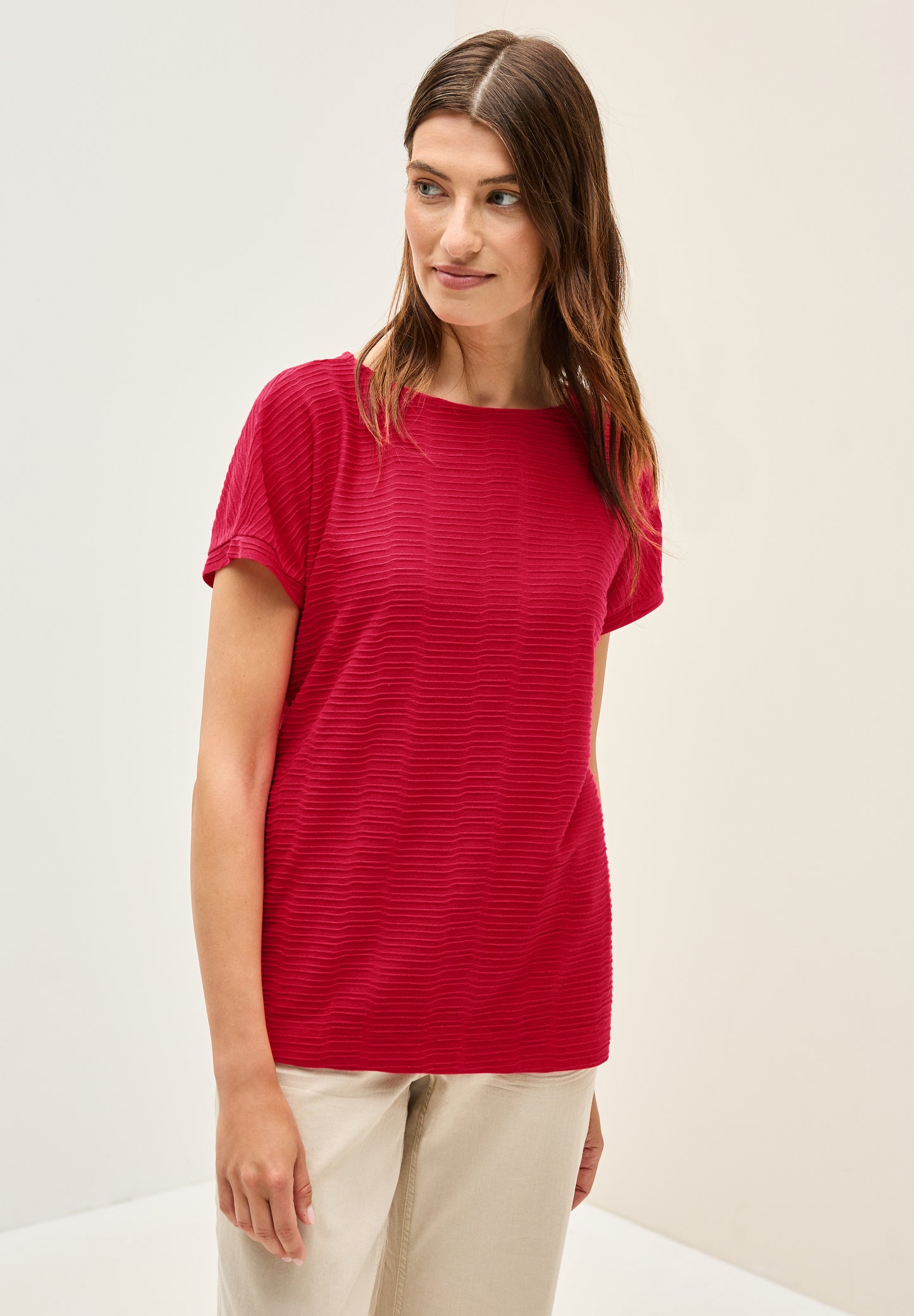 Struktushirt in Unifarbe