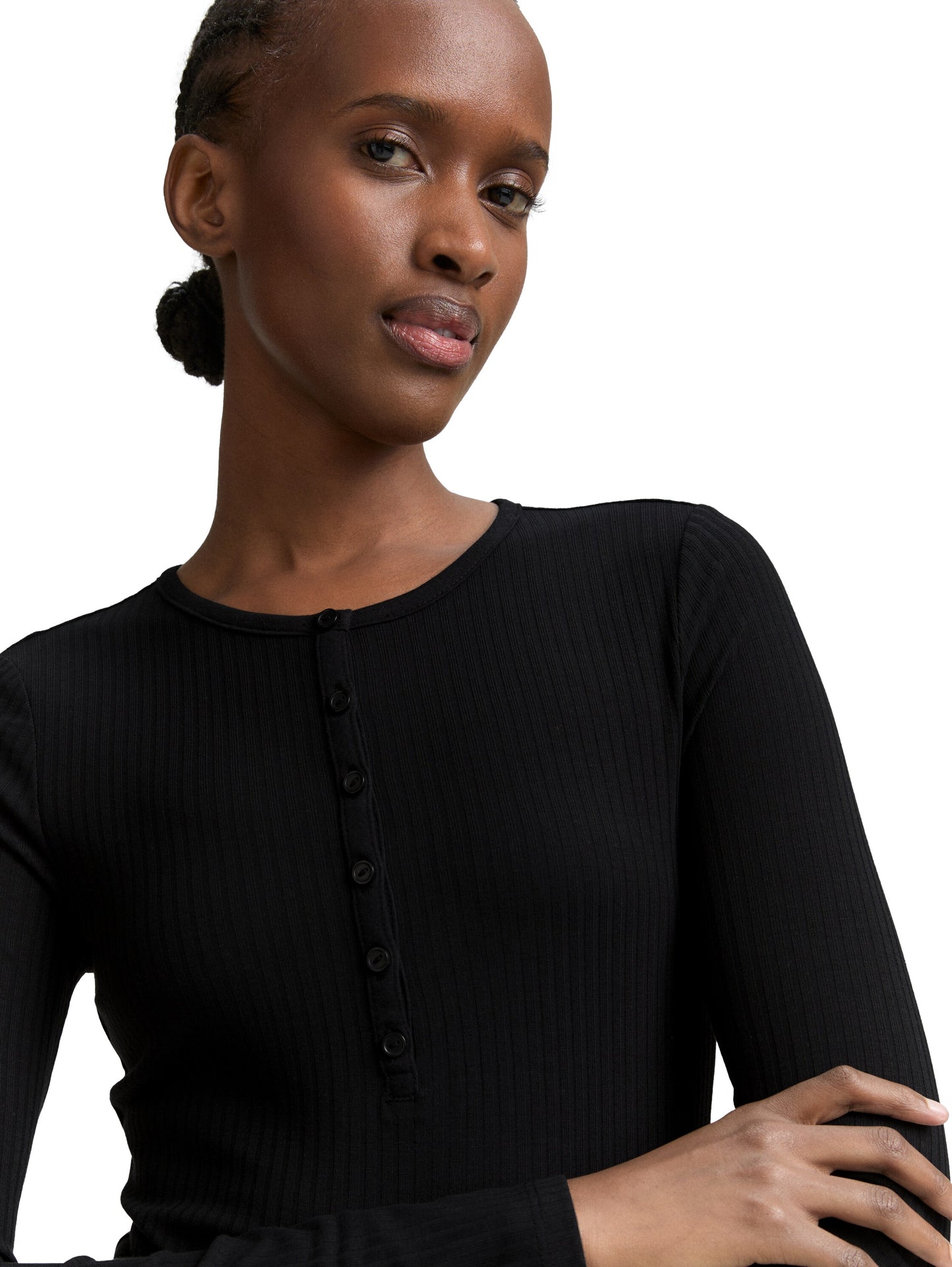 Ripp Henley Langarmshirt