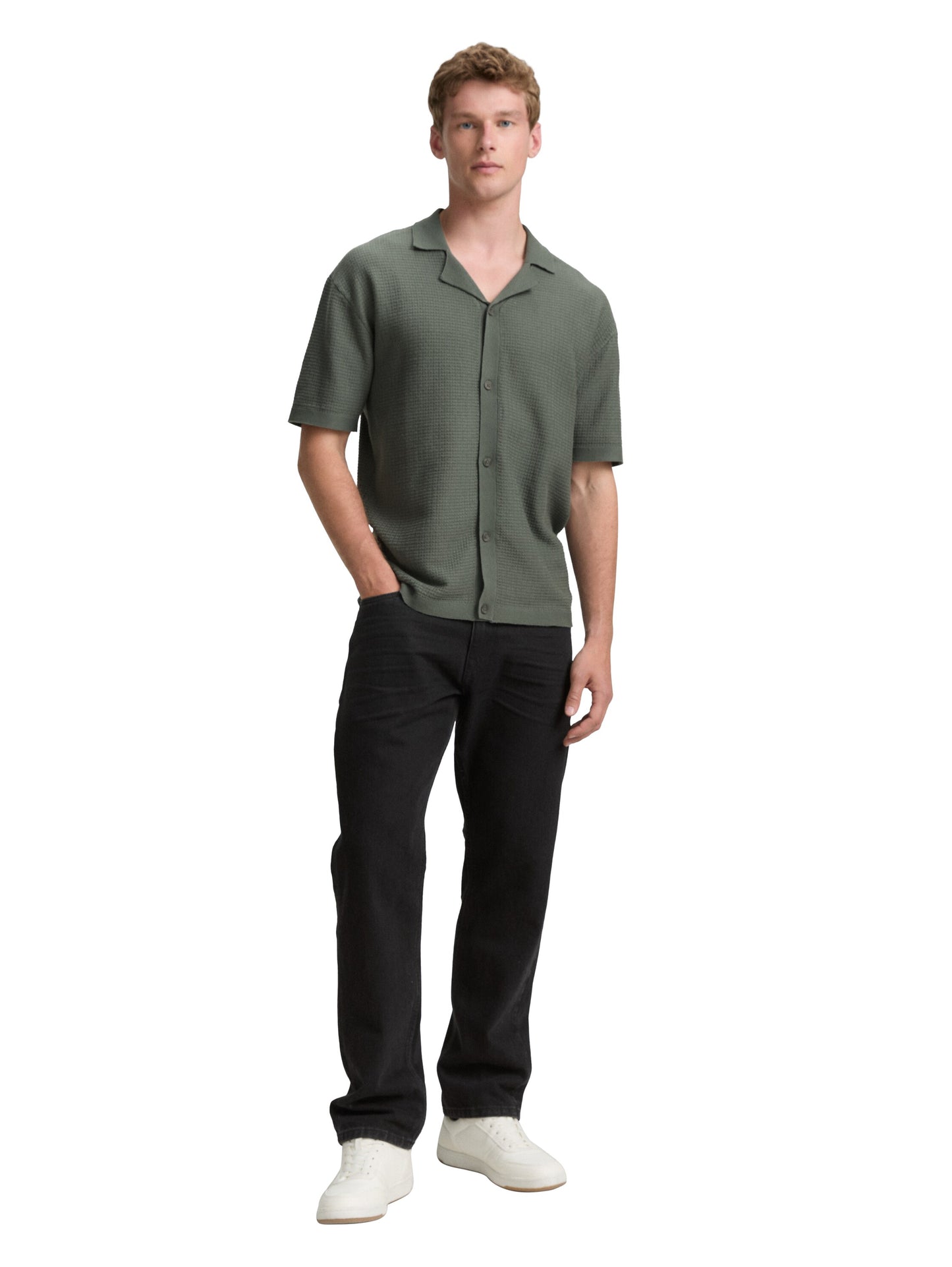 Strick-Poloshirt mit kurzen Ärmeln