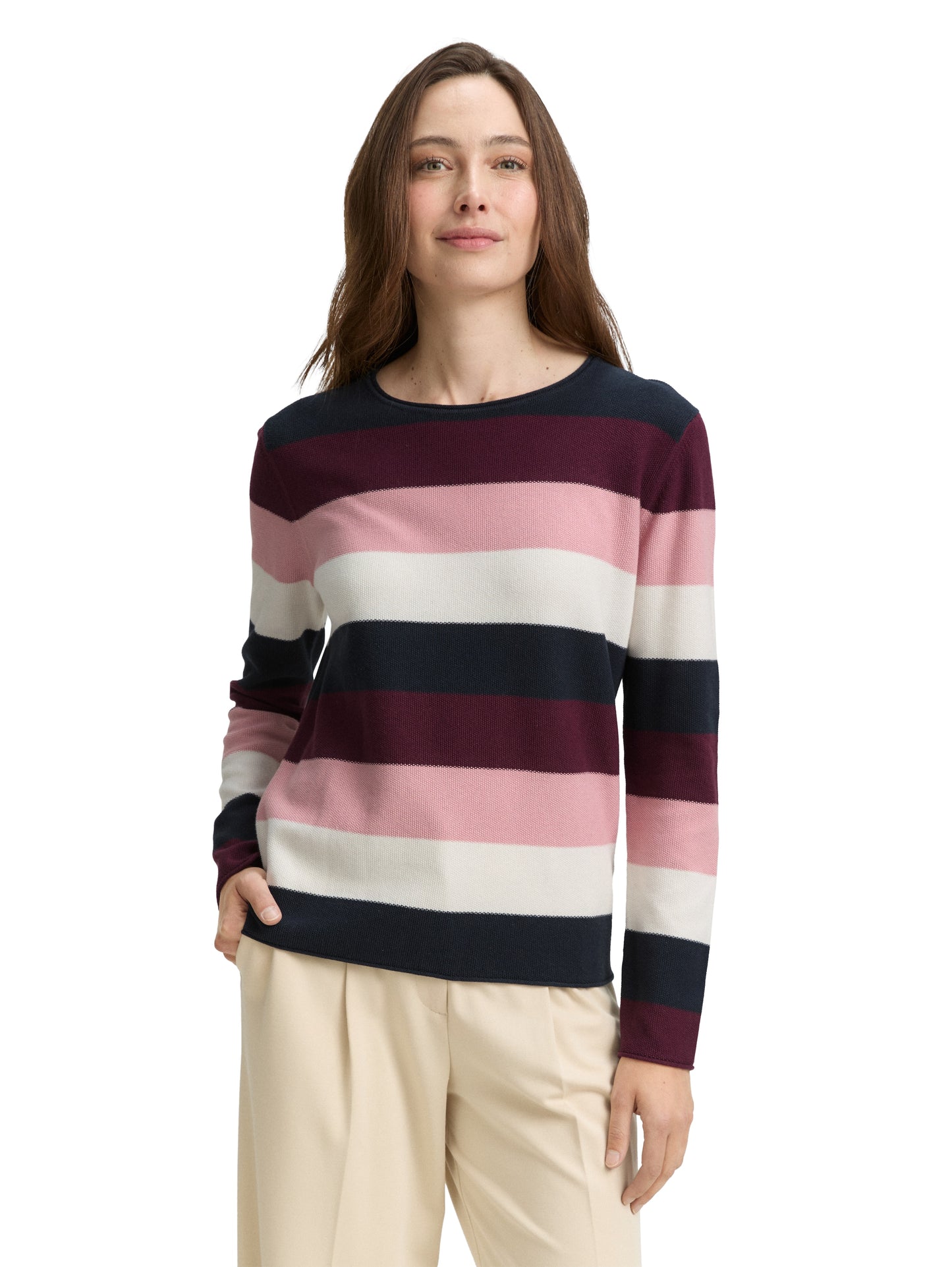 Knit structured striped