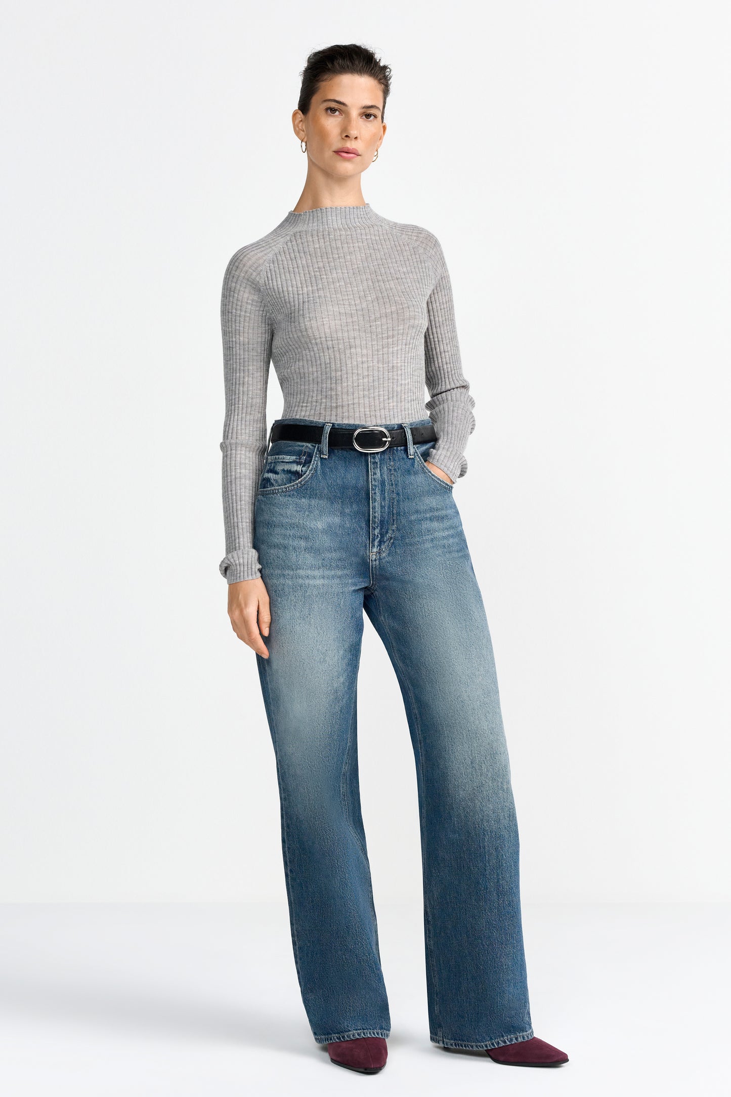 Merino Rib Mock-neck