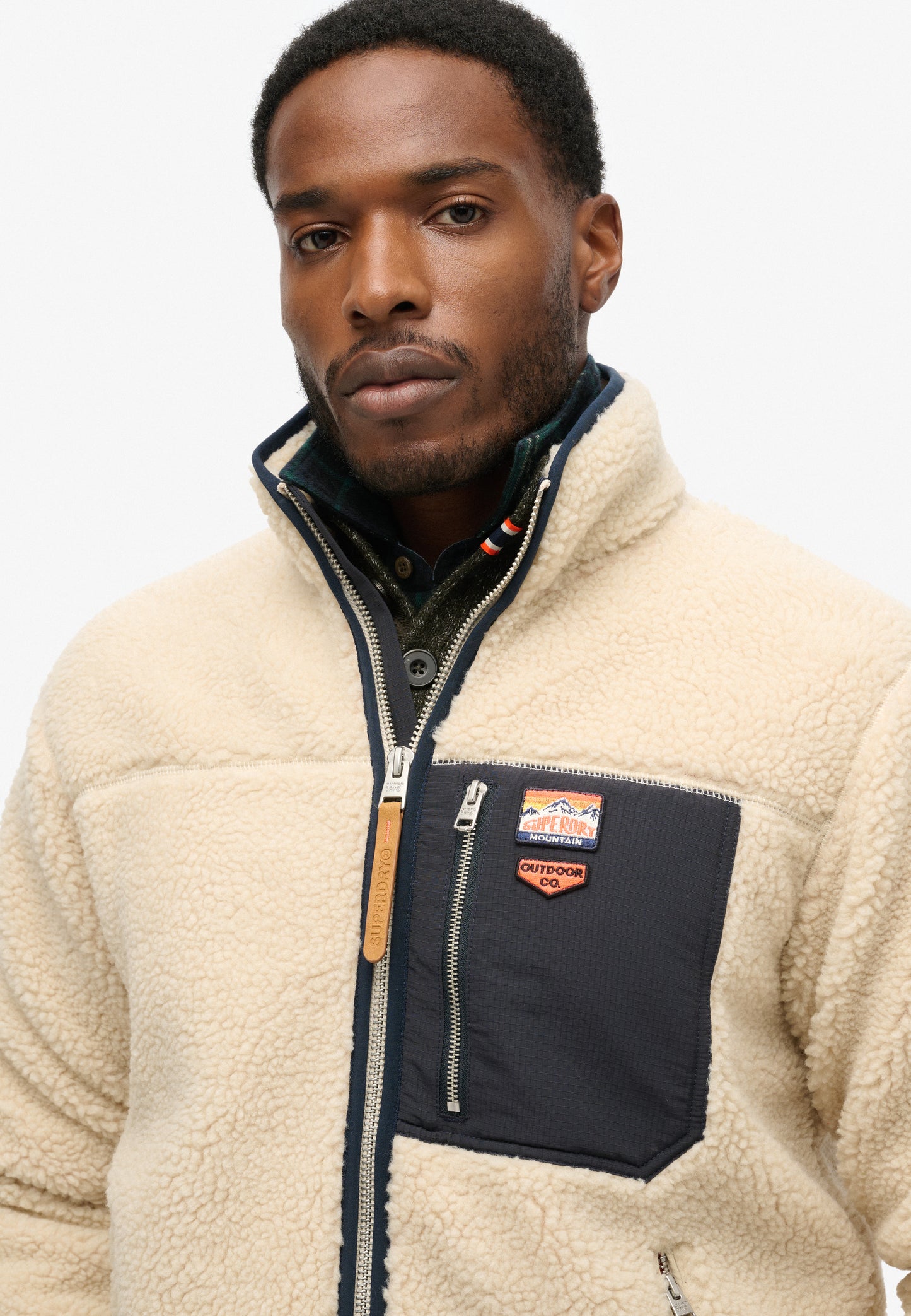 Vintage Retro Fleecejacke mit durchgehendem Reißverschluss