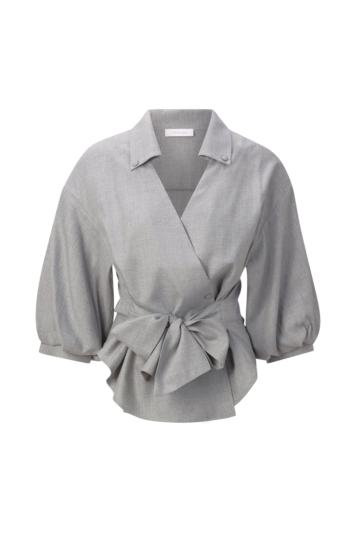 Flanel Blouse with Puffed Sleeves
