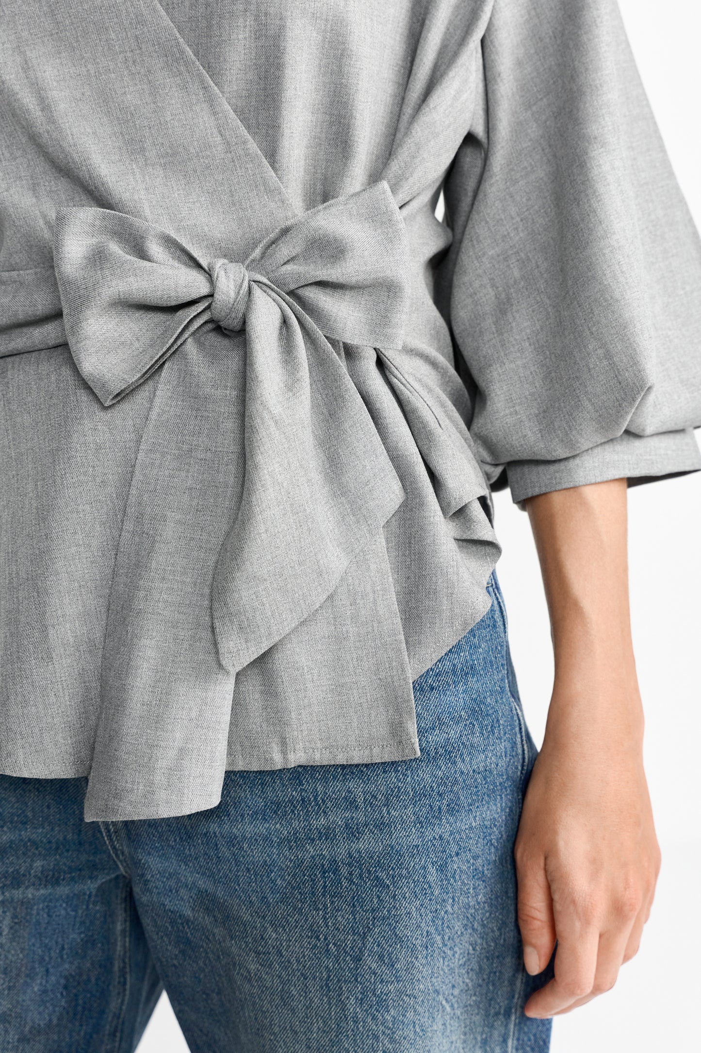 Flanel Blouse with Puffed Sleeves