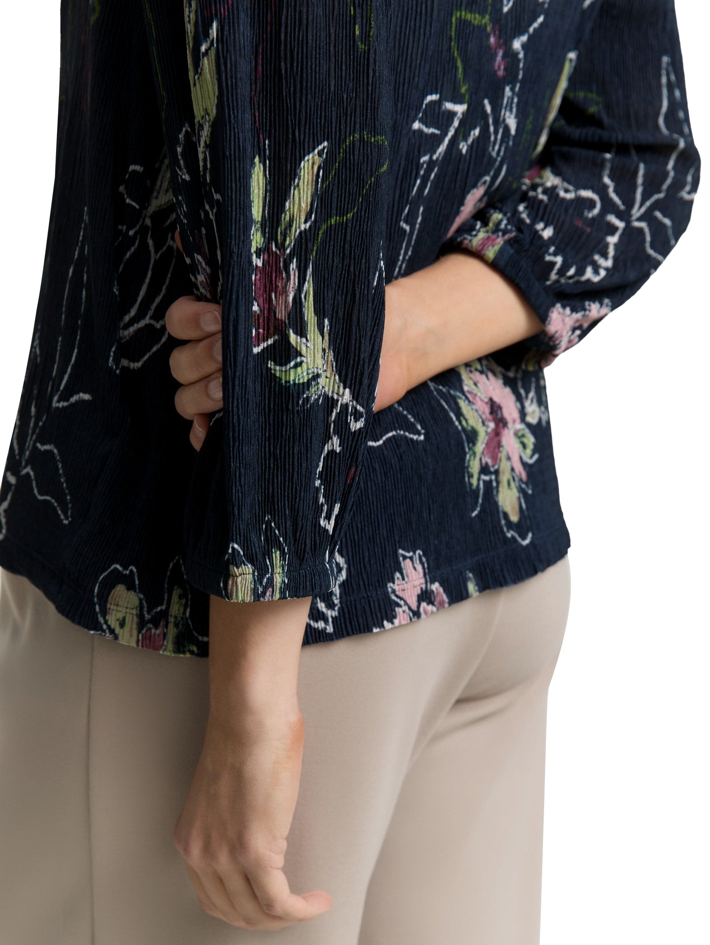 Crinkle Blusenshirt mit Blumenmuster