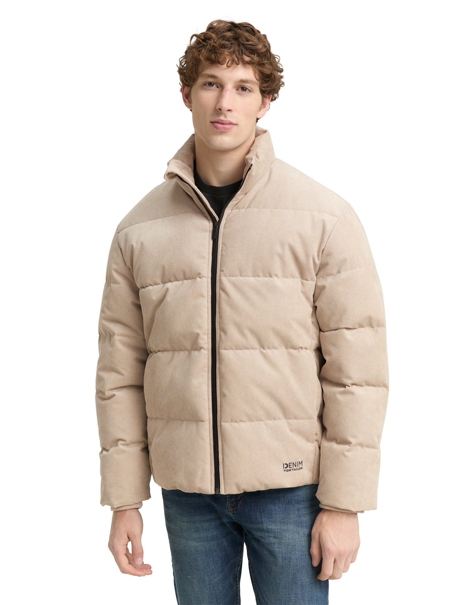 Cord Pufferjacke mit Stehkragen