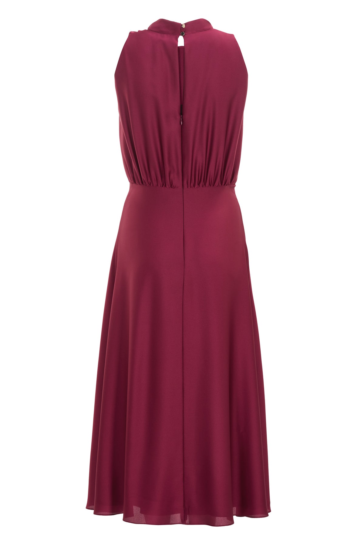Midi Kleid aus Satin mit Drapierung am Kragen