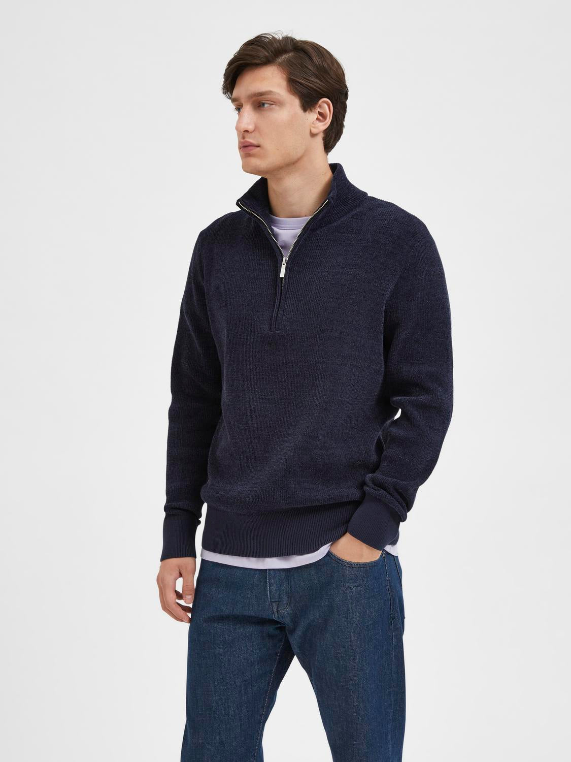 SLHRODNEY LS HIGH NECK HALF ZIP